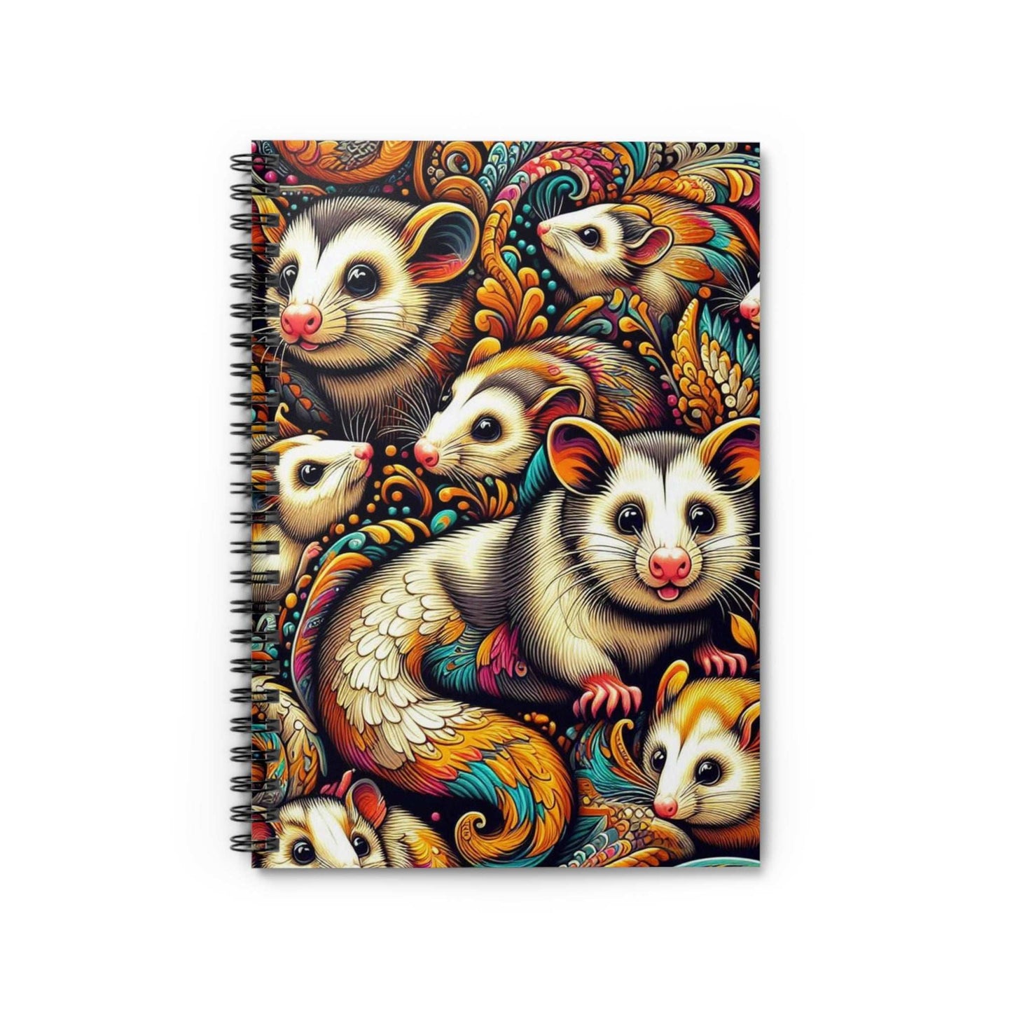 Trippy Possum Spiral Notebook, Ruled Line ,Artistic Design, Everyday Use, Gift for Writers, Him & Her