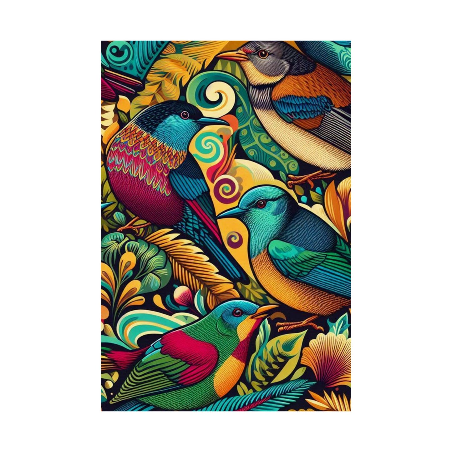 Vibrant Retro NZ Birds Art Poster, Matte Vertical Wall Decor, Wall Art, Gift