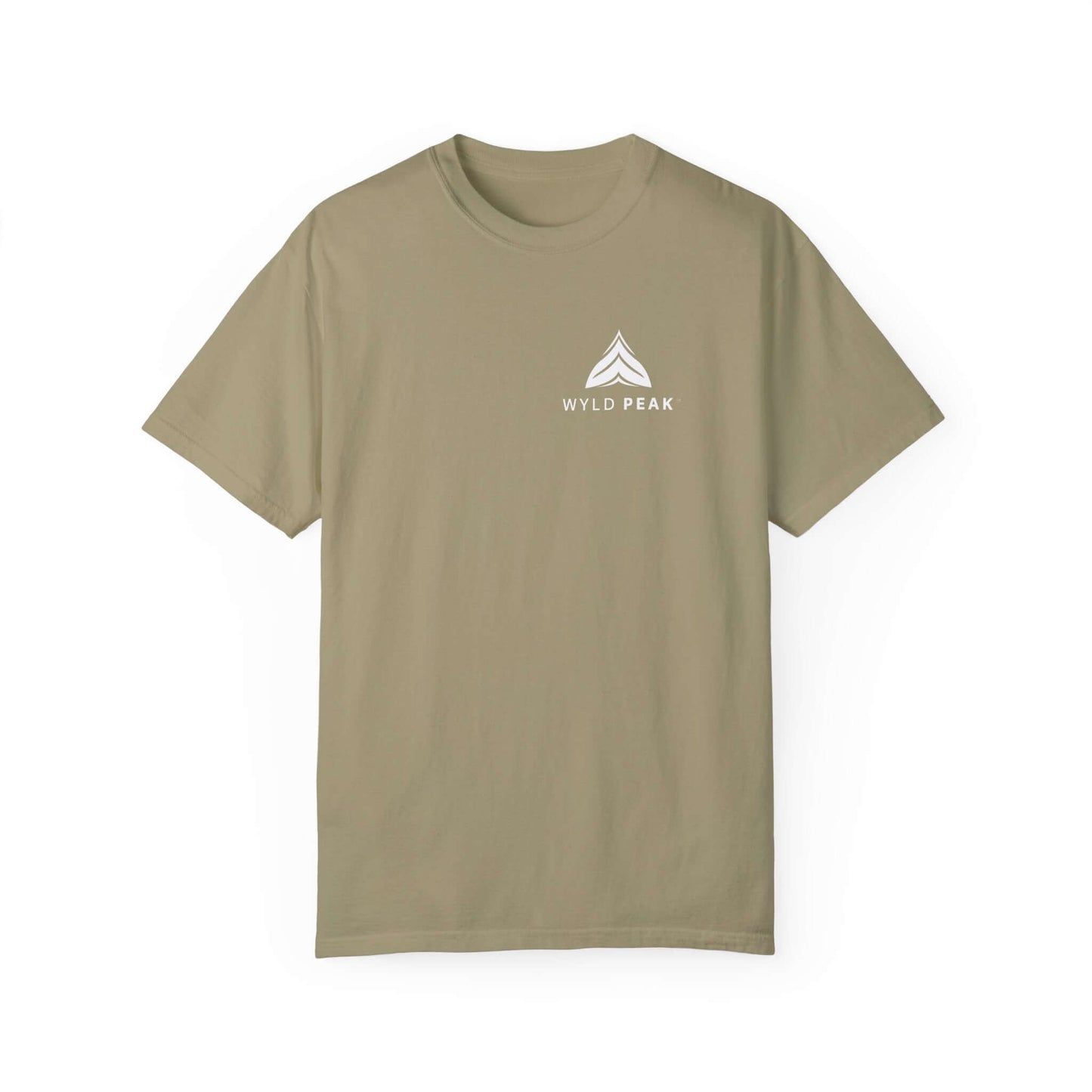 Comfortable women’s cotton tee with an understated brand logo, built for the outdoors in desert tan.
