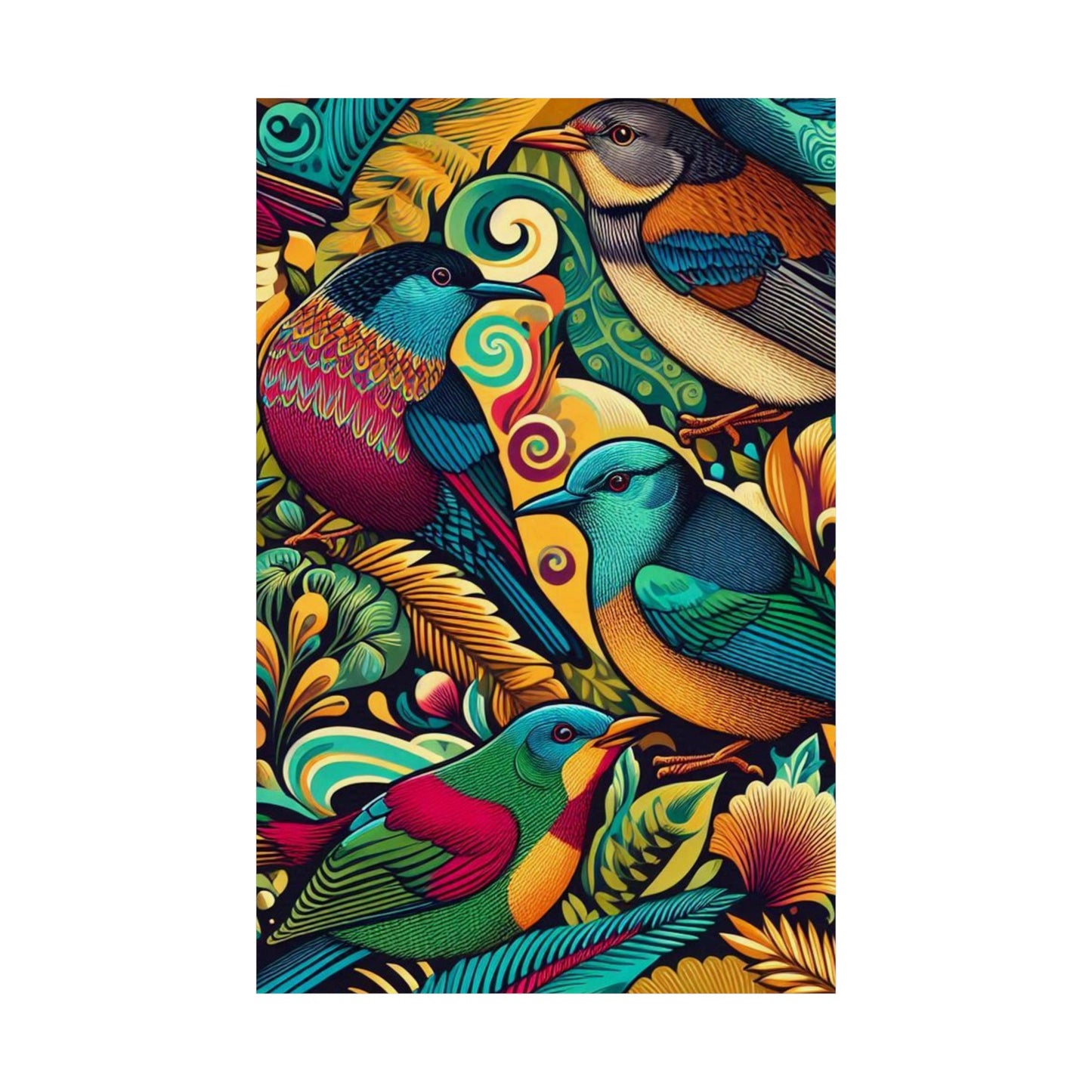 Vibrant Retro NZ Birds Art Poster, Matte Vertical Wall Decor, Wall Art, Gift