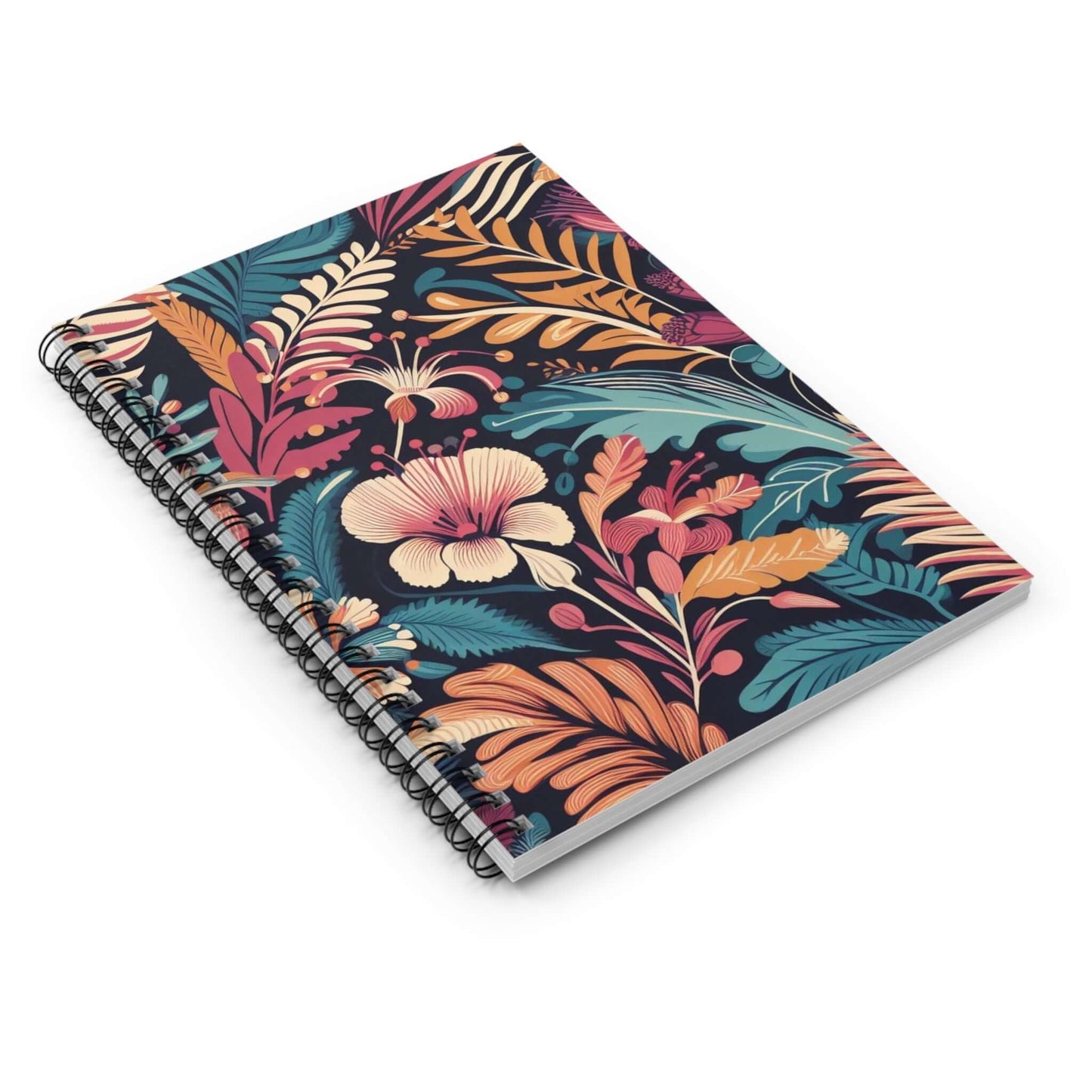 Tropical Floral Spiral Notebook, Ruled Line | Artistic Design for Everyday Use | Perfect Gift for Writers, Him & Her - Wyld Peak