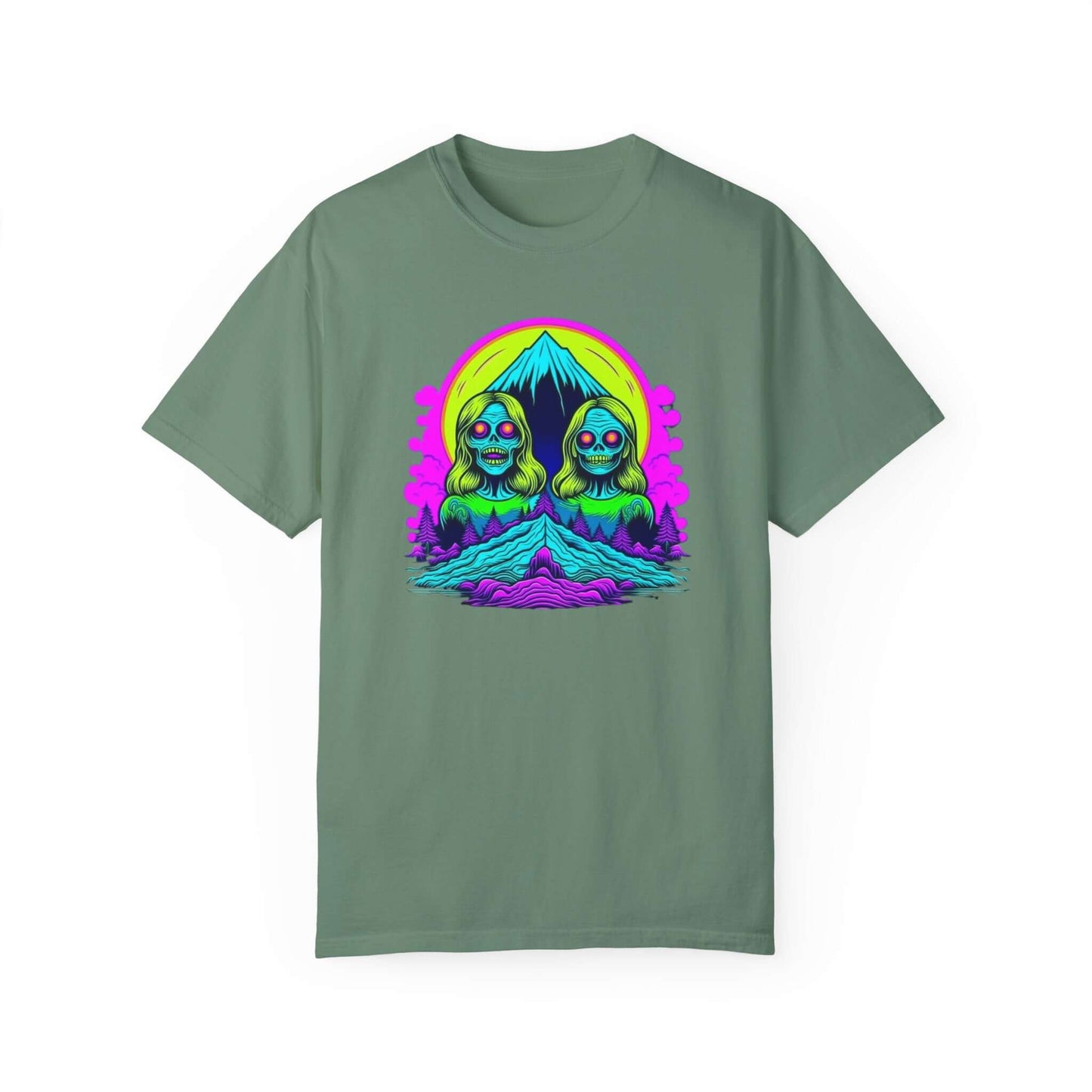 Rugged yet soft, this women’s zombie graphic tee is a streetwear essential made in the USA in light green.