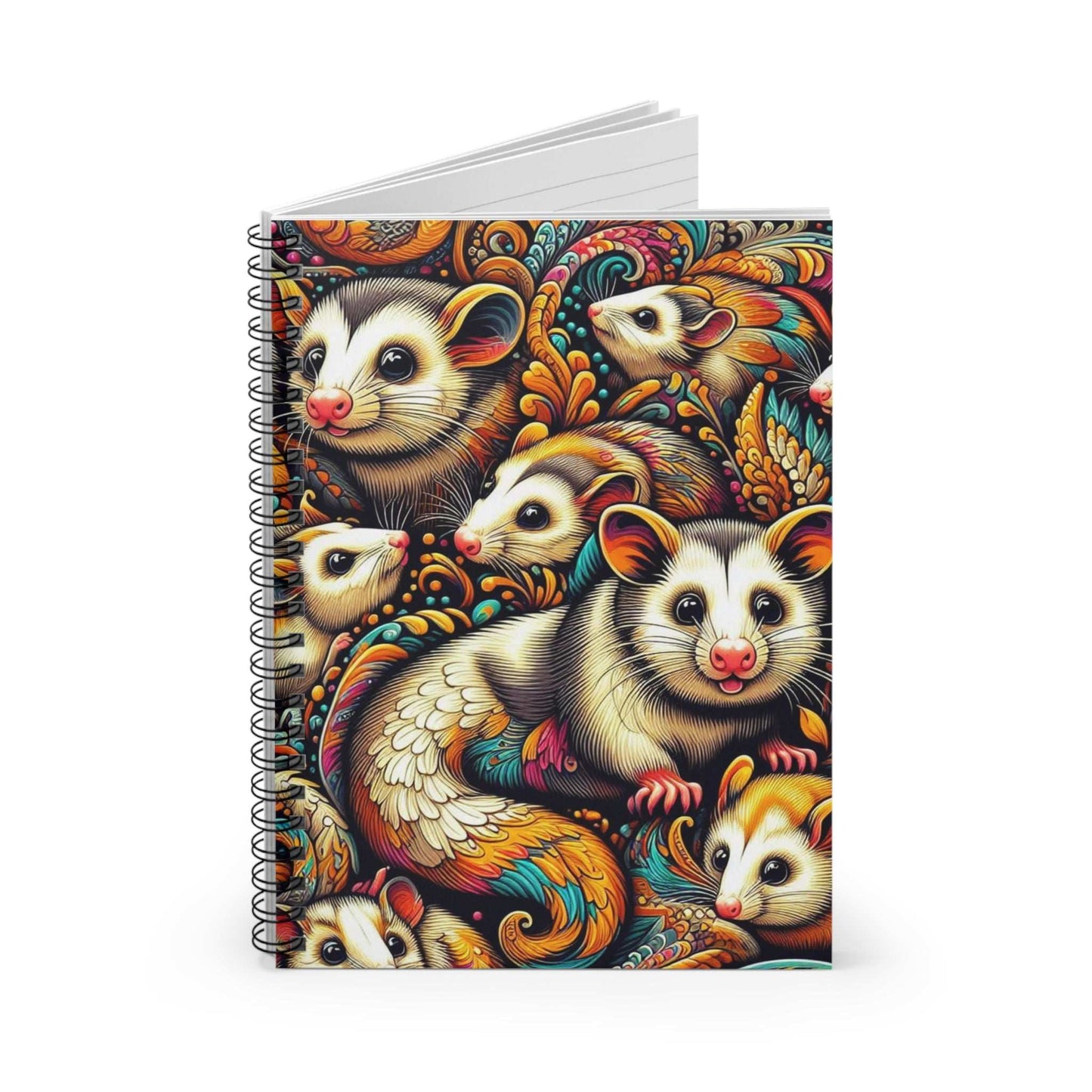 Trippy Possum Spiral Notebook, Ruled Line ,Artistic Design, Everyday Use, Gift for Writers, Him & Her