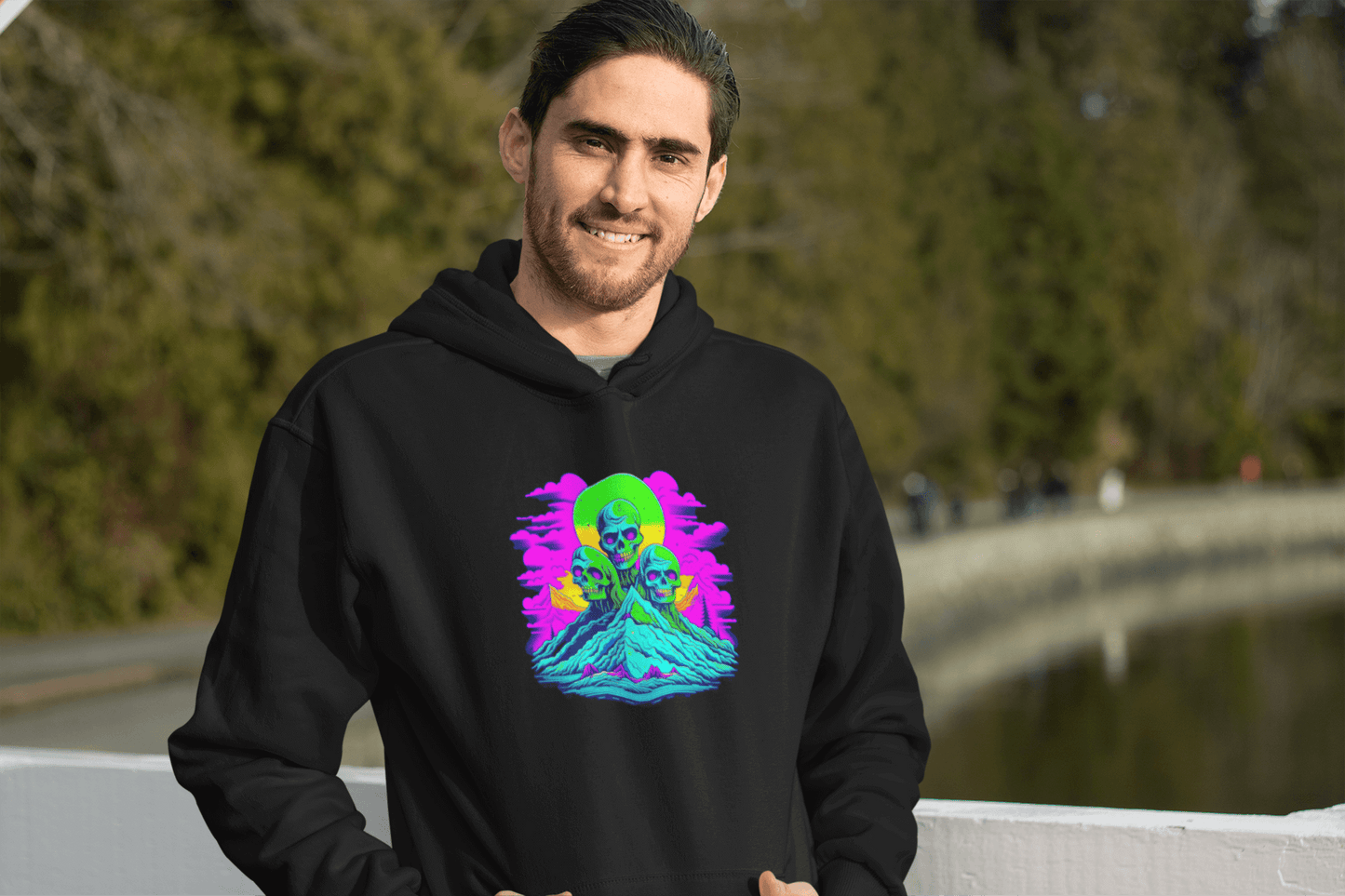 Zombie Skull Organic Hoodie – Gothic Graphic Sweatshirt for Horror Fans & Streetwear Lovers