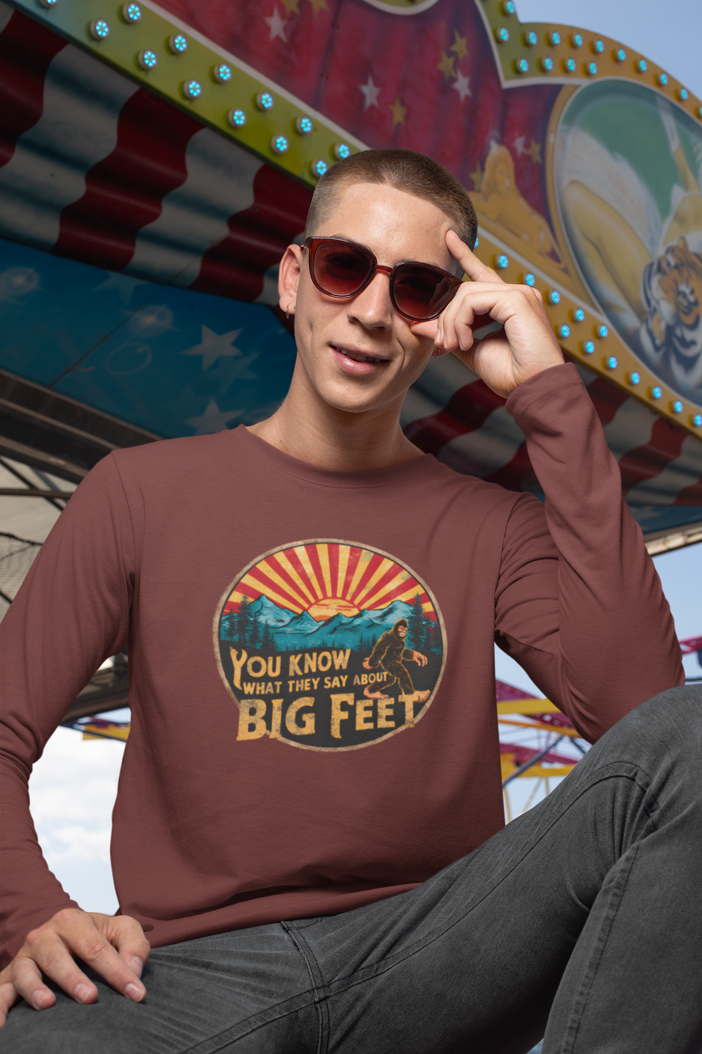 Bigfoot Long Sleeve Tee – Cryptid Hiking Shirt for Outdoor Explorers