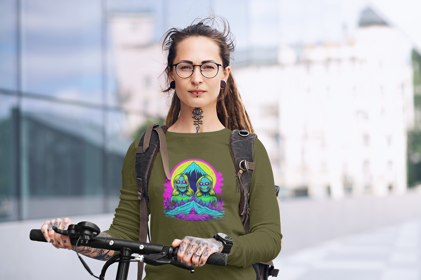 Zombie Peak Long Sleeve Tee – Graphic Hiking Shirt for Horror Fans