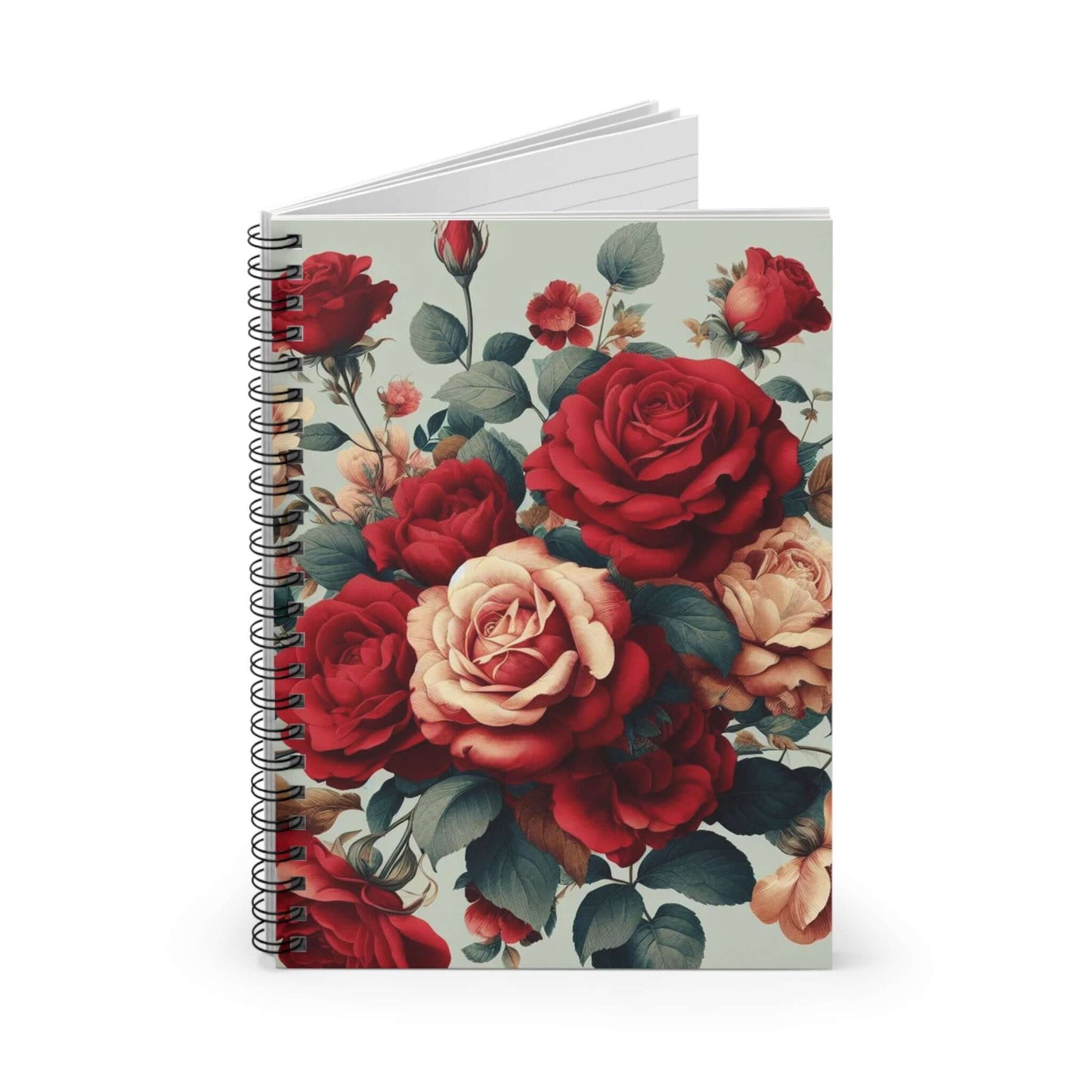 Rose Floral Spiral Notebook, Ruled Line | Artistic Design for Everyday Use | Perfect Gift for Writers, Him & Her - Wyld Peak