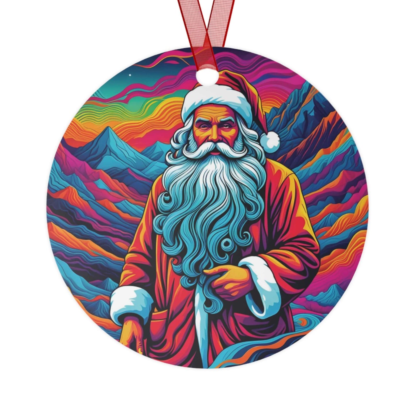 Santa with Swagger Christmas Ornament | Bold Aluminum Holiday Décor | Unique Psychedelic Gift