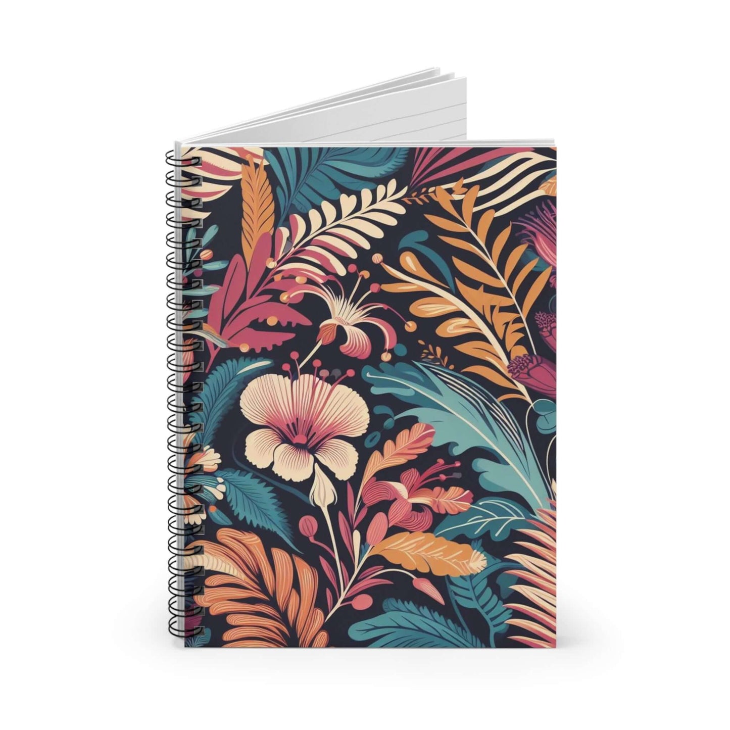Tropical Floral Spiral Notebook, Ruled Line | Artistic Design for Everyday Use | Perfect Gift for Writers, Him & Her - Wyld Peak
