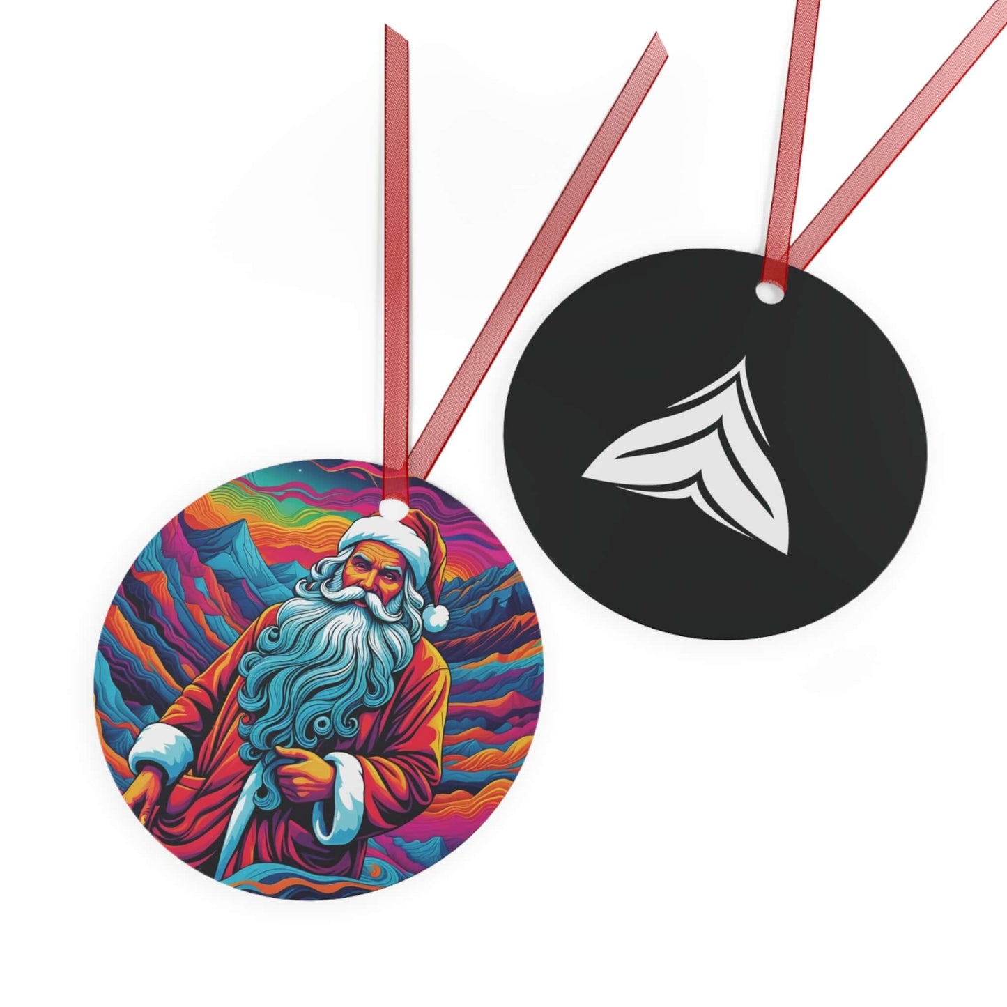 Santa with Swagger Christmas Ornament | Bold Aluminum Holiday Décor | Unique Psychedelic Gift