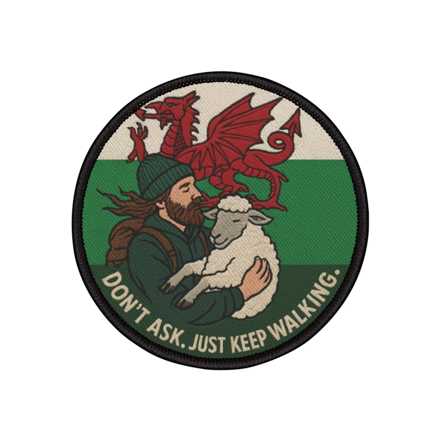 Lost in Wales, Found a Sheep – Approved Welsh Hiking Iron On Patch for Jackets & Gear