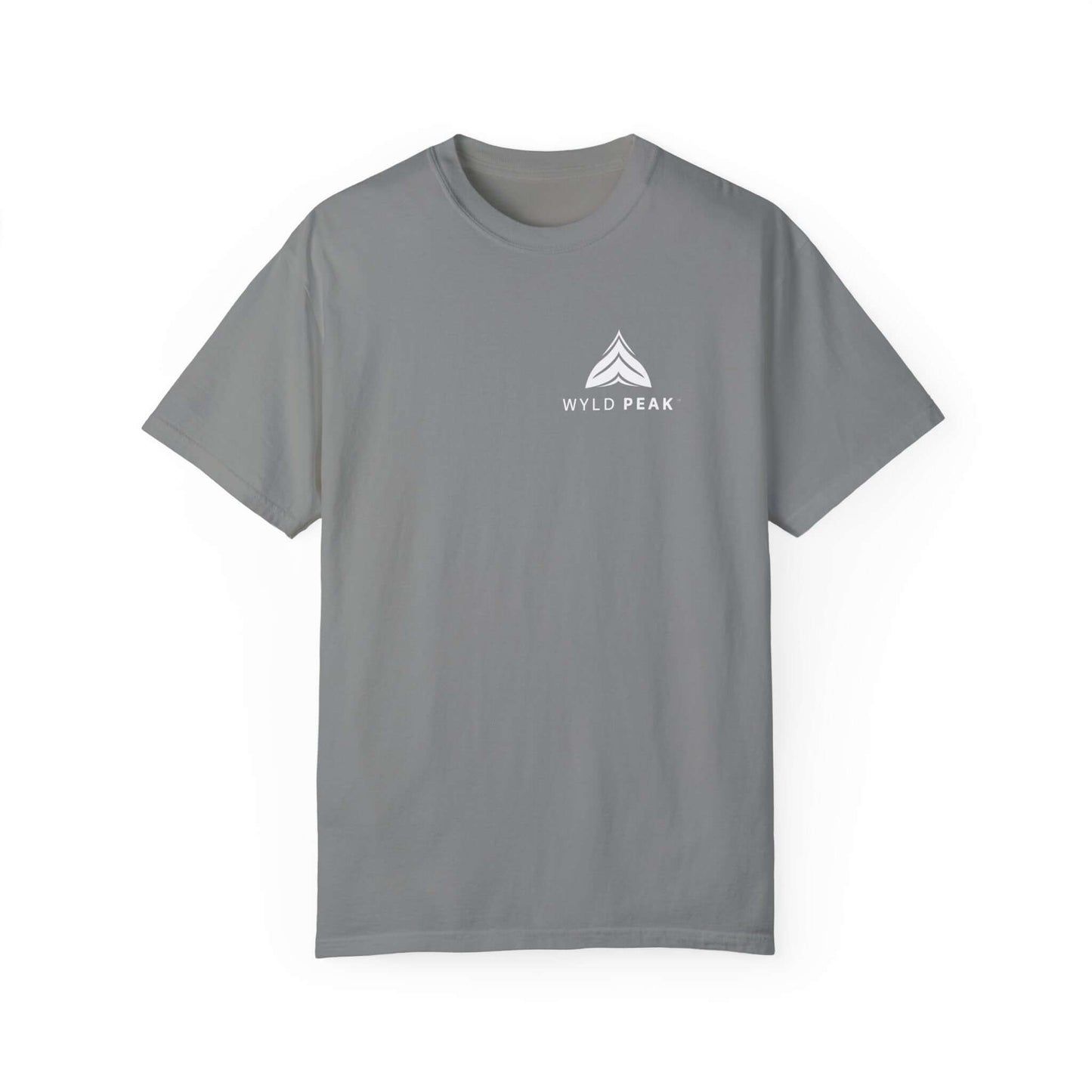 Durable women’s tee with a minimalist logo, crafted for outdoor activities and workouts in grey.