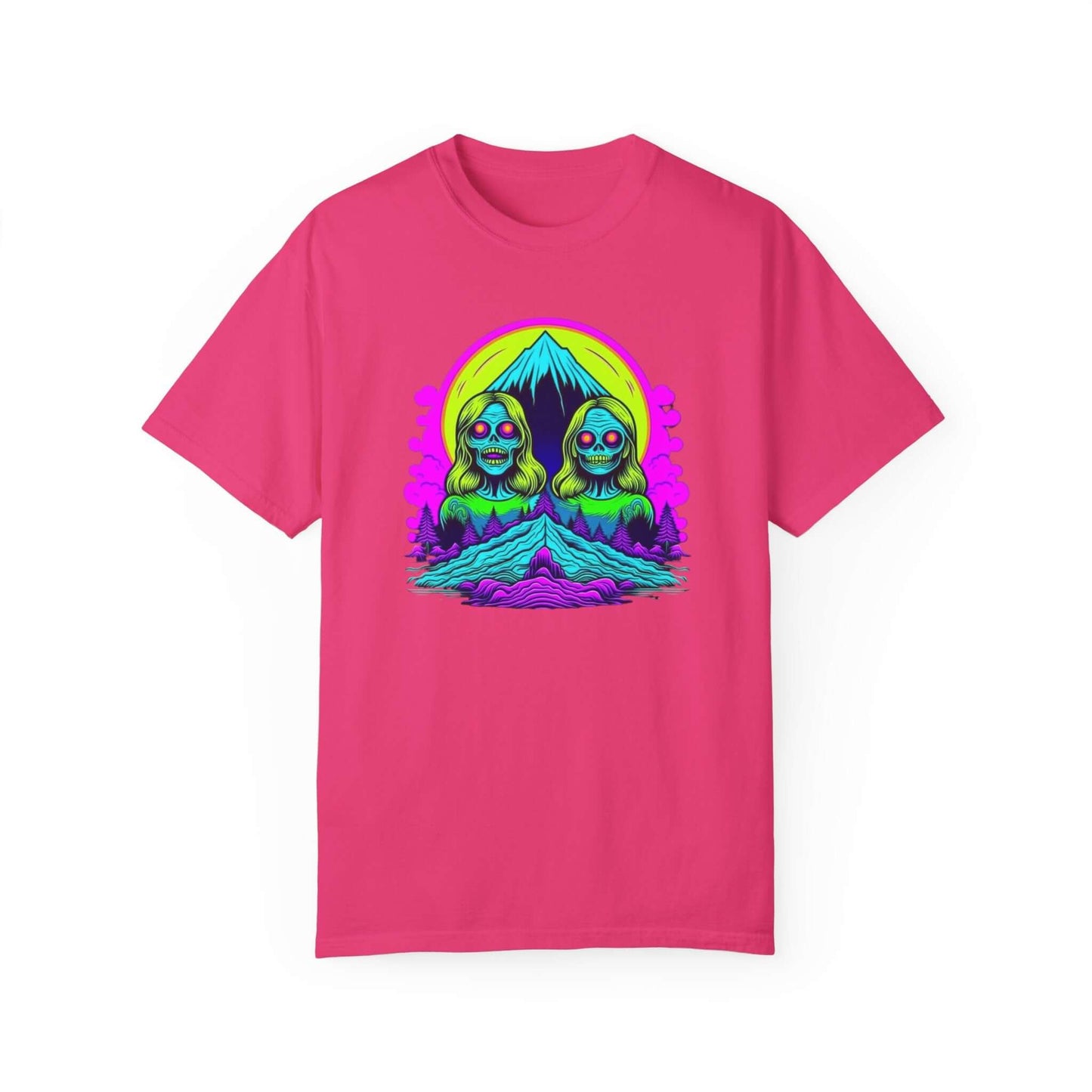 Urban style meets premium comfort in this women’s USA-made zombie graphic t-shirt in pink.