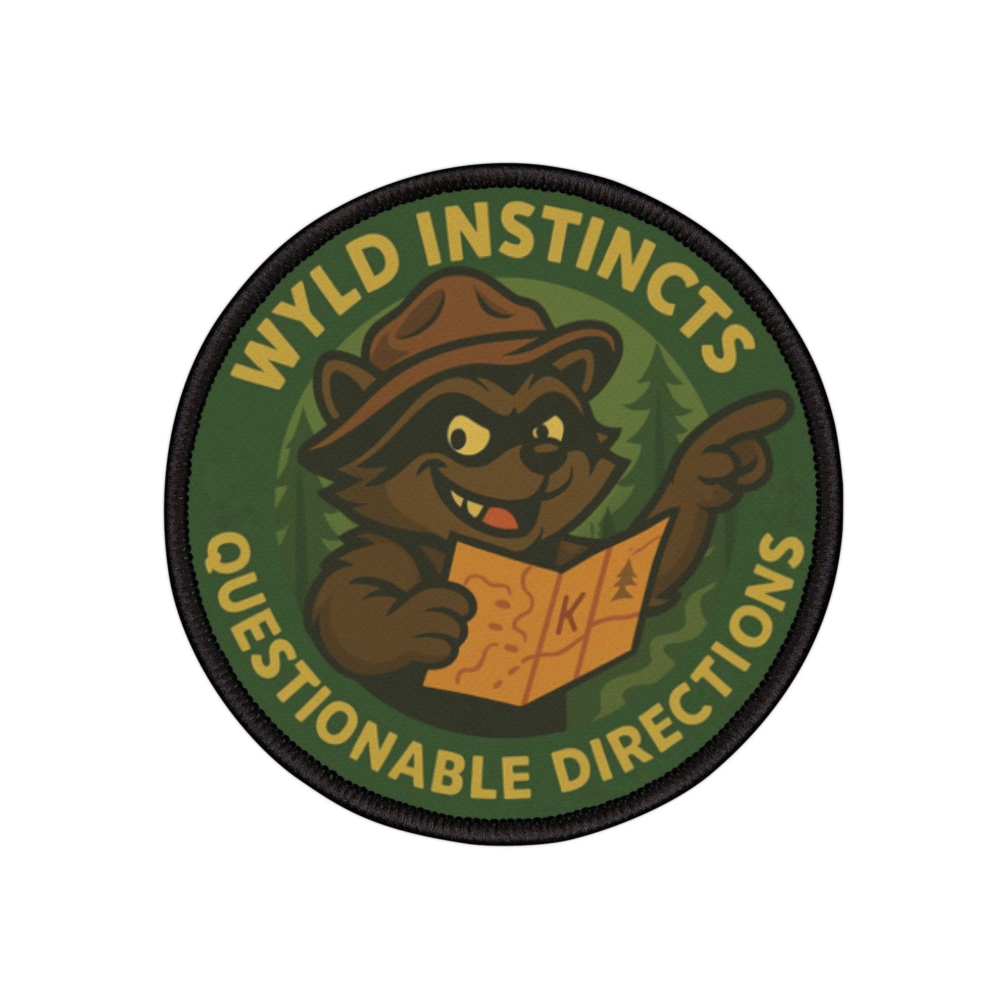 Wyld Instincts, Worse Directions – Raccoon Adventure Iron-On Patch