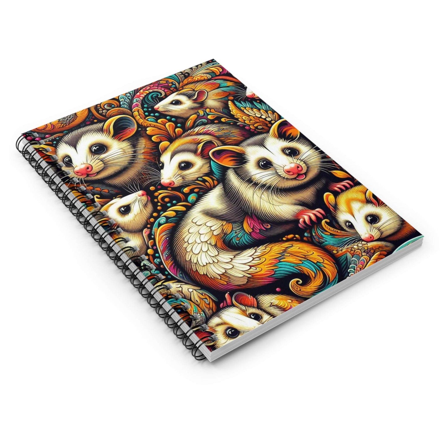 Trippy Possum Spiral Notebook, Ruled Line ,Artistic Design, Everyday Use, Gift for Writers, Him & Her