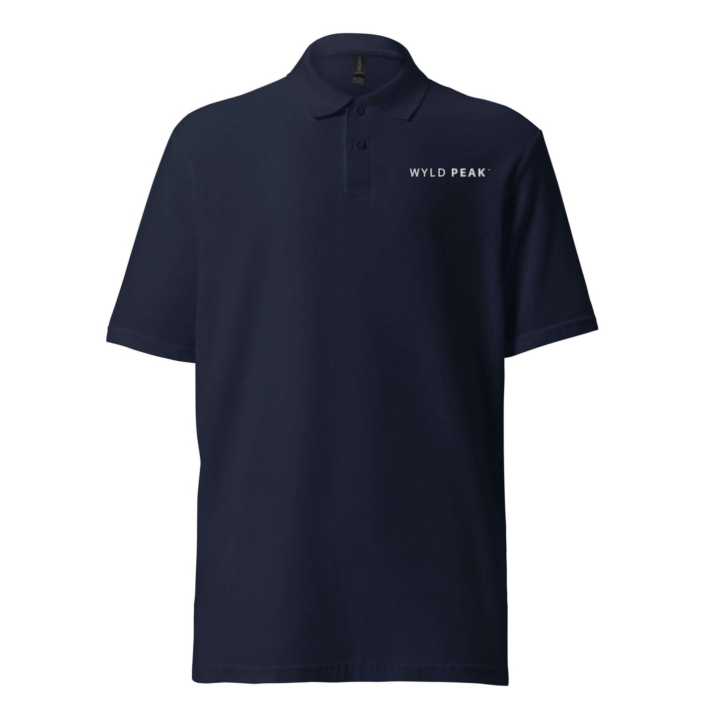 Everyday-ready navy unisex branded polo with a focus on comfort and durability.