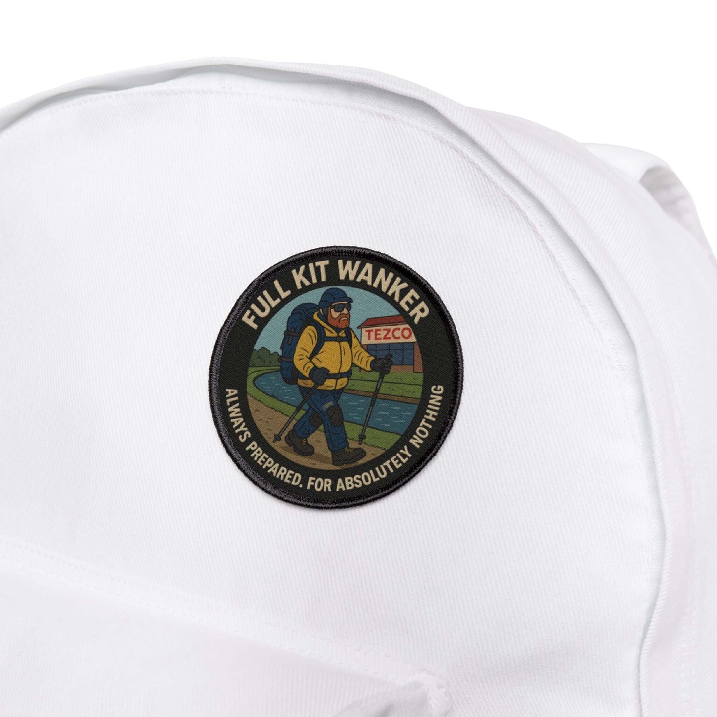 Wyld Peak Dales Drifter patch displayed on a white hiking backpack