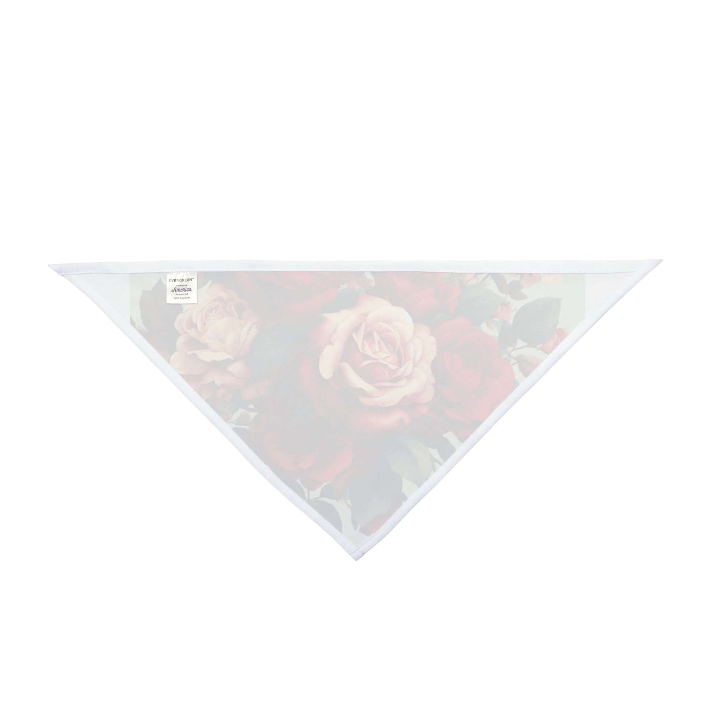 Back view of Wyld Peak pet bandana in rose floral design, white background.
