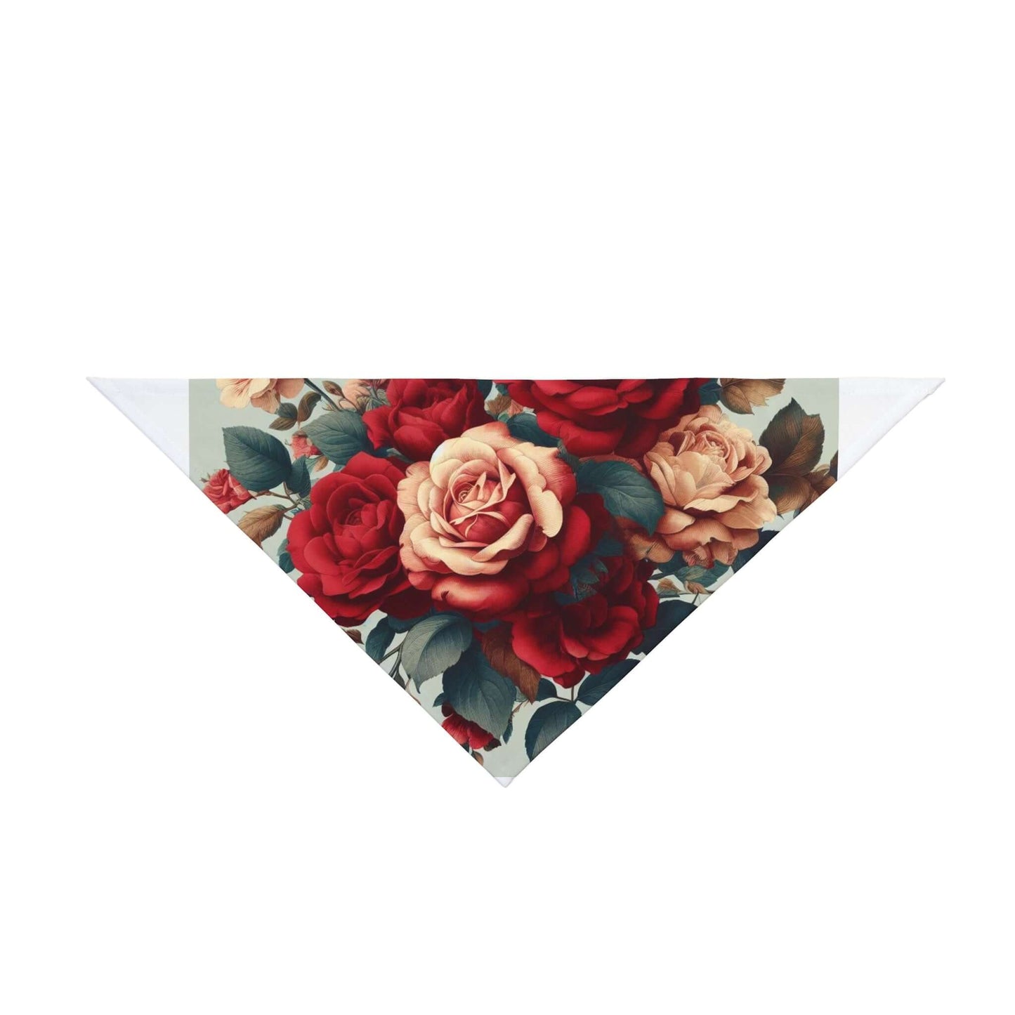 Front view of Wyld Peak pet bandana in rose floral design, white background.