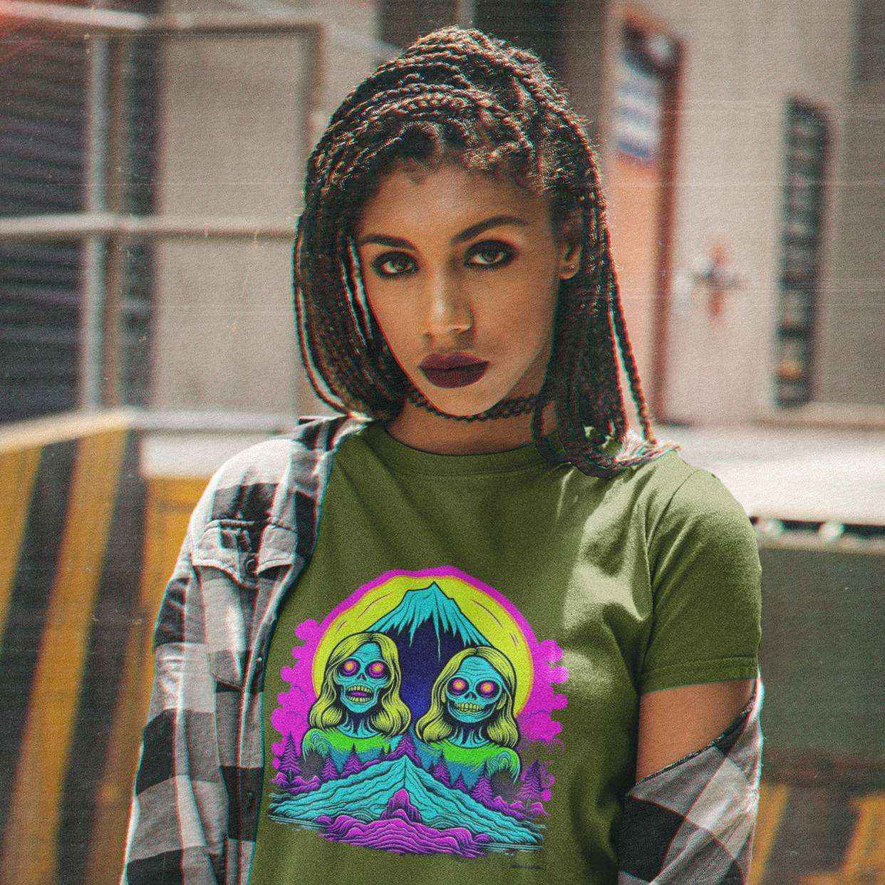 Zombie Peak Women’s Organic Cotton Hiking T-Shirt – Edgy & Eco-Friendly Adventure Wear