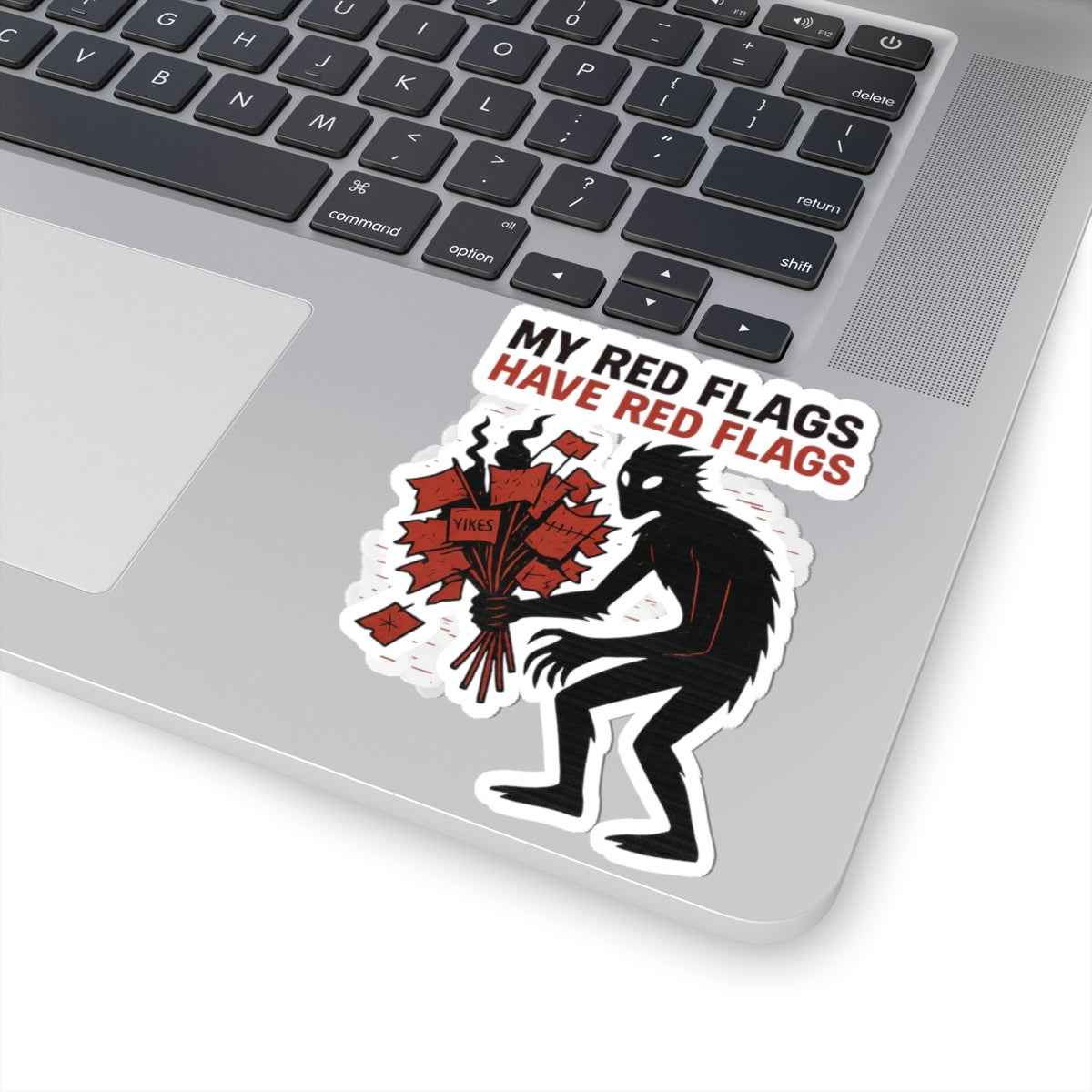 Hiking Vinyl Sticker - Red Flags Cryptid Decal for Outdoor Gear & Trail Packs