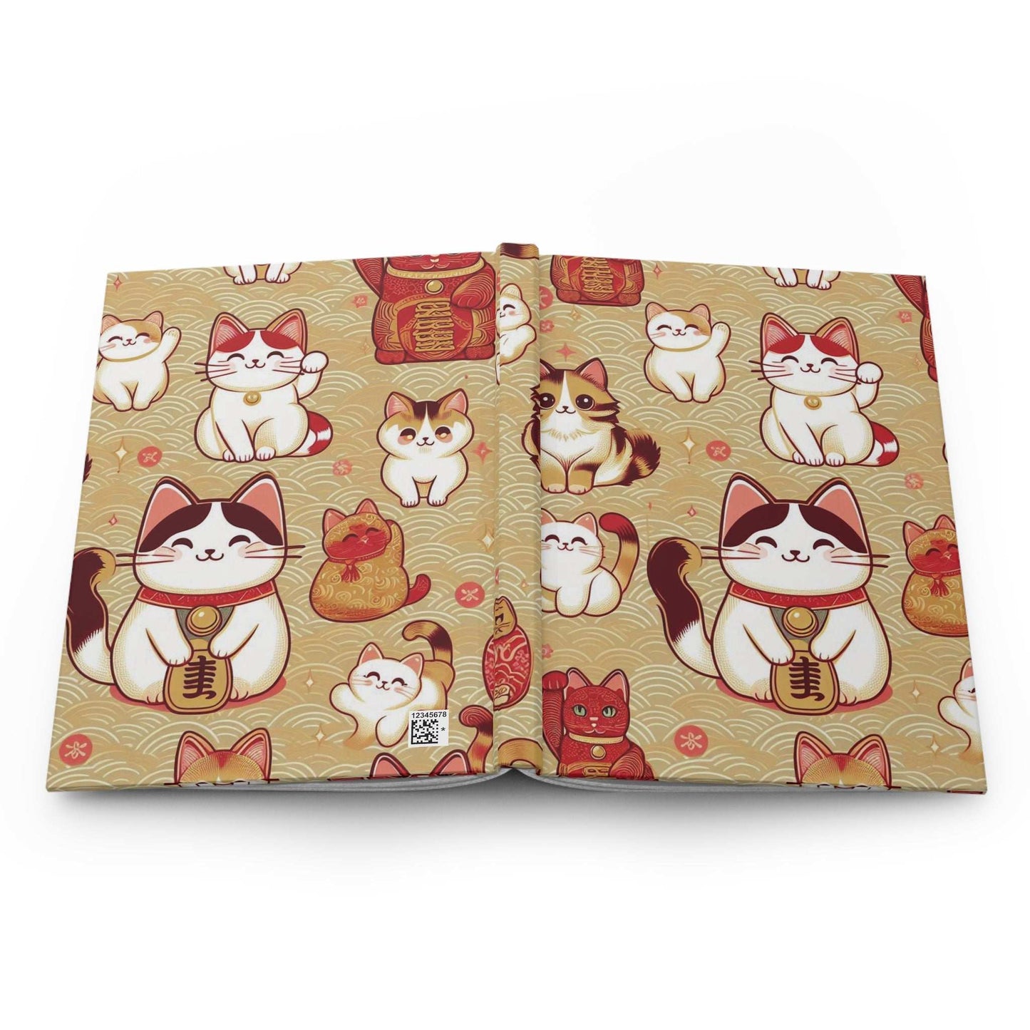 Adorable Kawaii Maneki-Neko Hardcover Journal – 150 Lined Pages, Cute Notebook for Journaling, Planning, Creativity | Gift-Ready