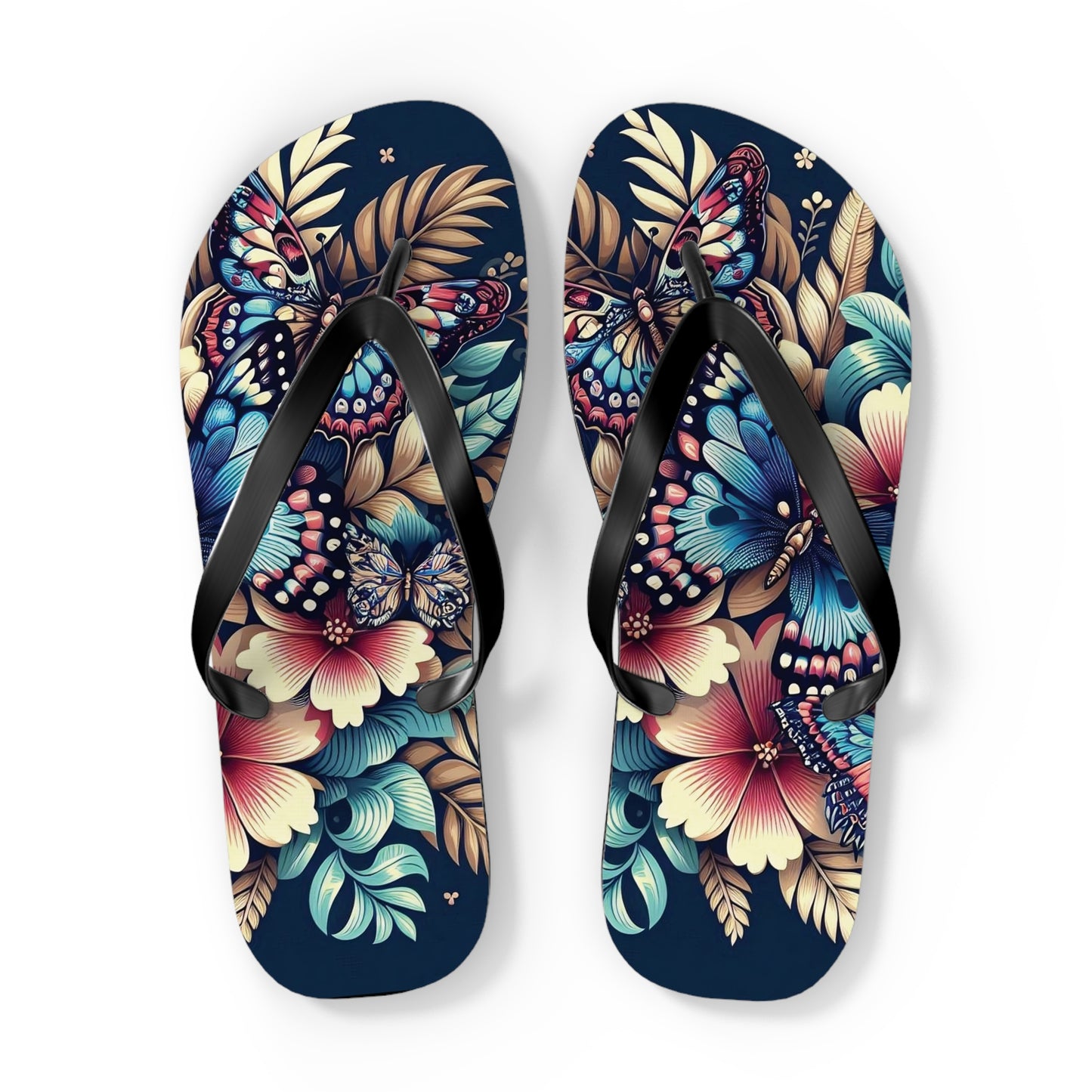 Butterfly Floral Flip Flops