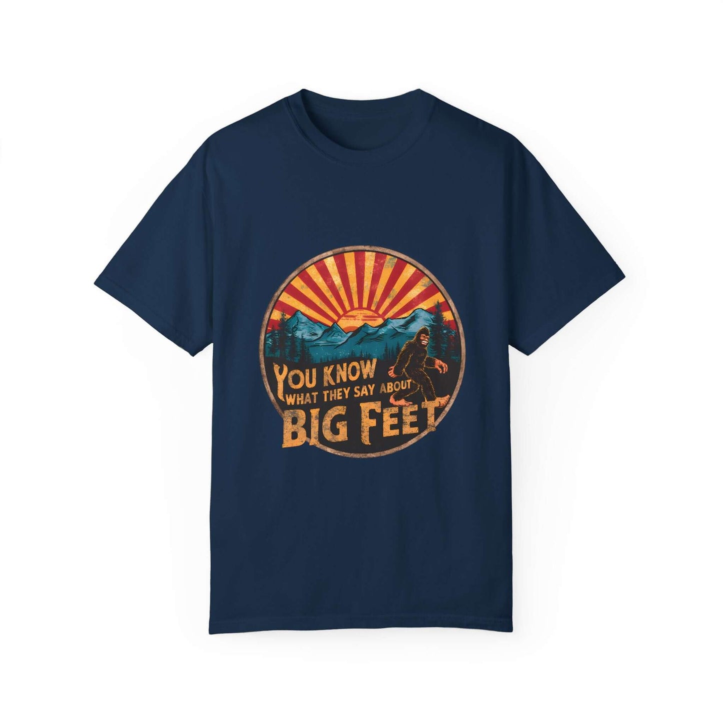 Bigfoot-inspired women’s tee, soft cotton, great for USA camping trips.