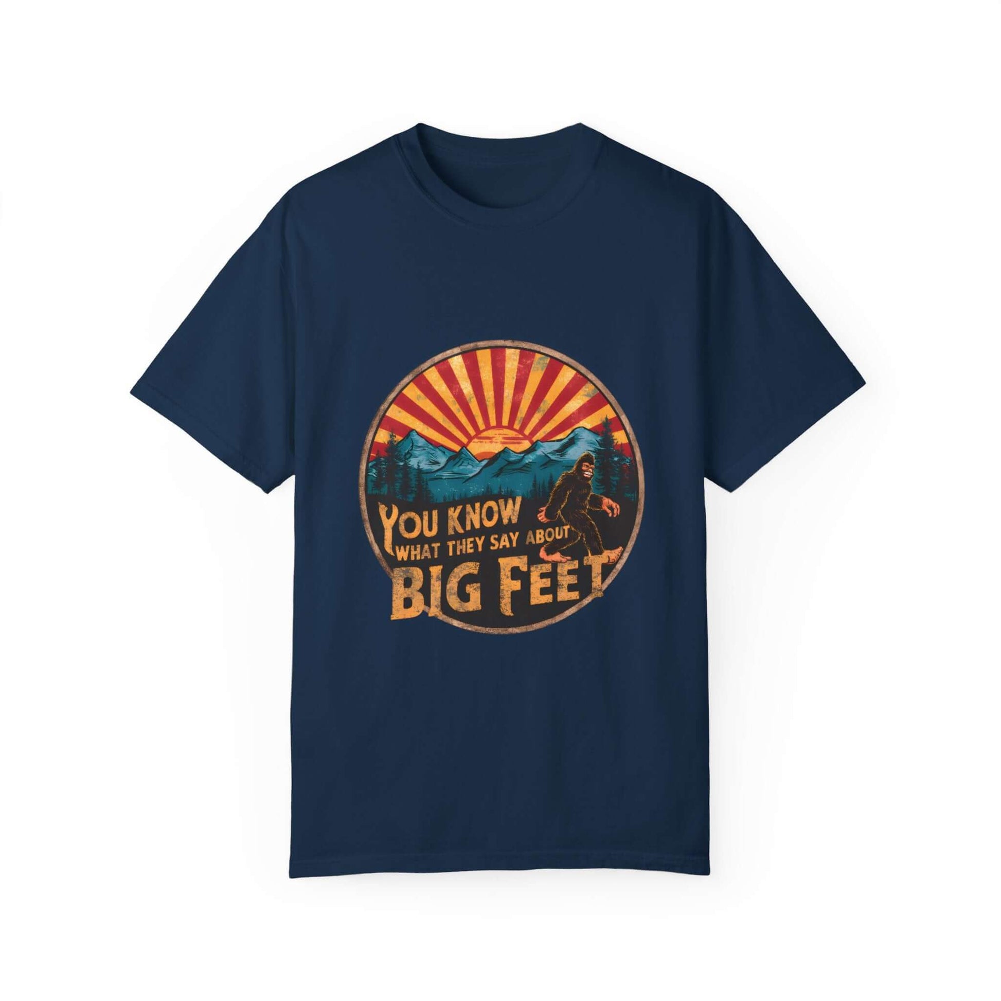 Bigfoot-inspired women’s tee, soft cotton, great for USA camping trips.