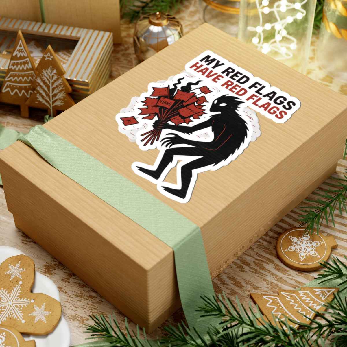 Hiking Vinyl Sticker - Red Flags Cryptid Decal for Outdoor Gear & Trail Packs