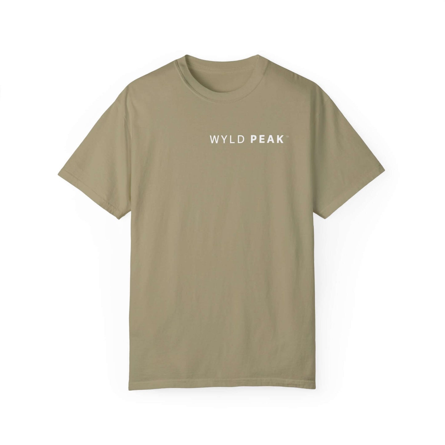 Women’s lightweight cotton tee with bold branding, perfect for a laid-back look in desert tan.