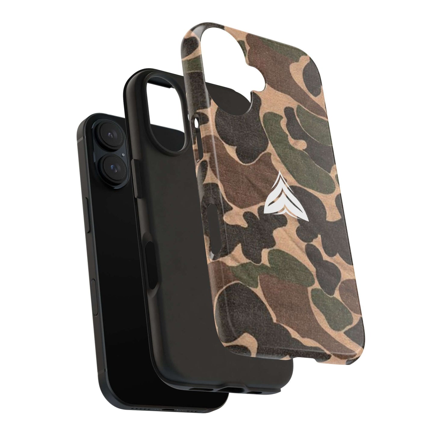 Vietnam-era inspired camouflage phone case, tough enough for outdoor adventures and daily use, made in the USA