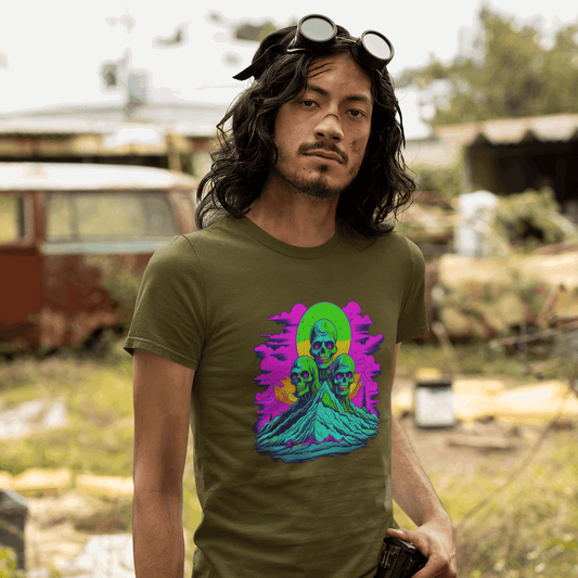 Zombie Skull Organic Cotton Skater T-Shirt – Edgy & Sustainable Tee