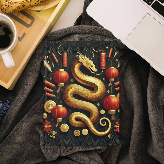 Snake Lunar New Year Geometric Pattern Hardcover Journal Matte Notebook Elegant Writing Planner Diary Gift for Writers