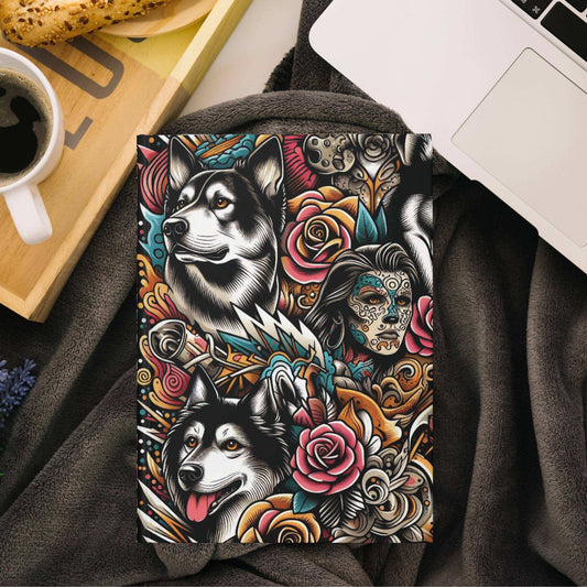 Tattoo-Style Rebellious Dog Art Hardcover Journal – 150 Lined Pages, Cute Notebook for Journaling, Planning | Gift-Ready