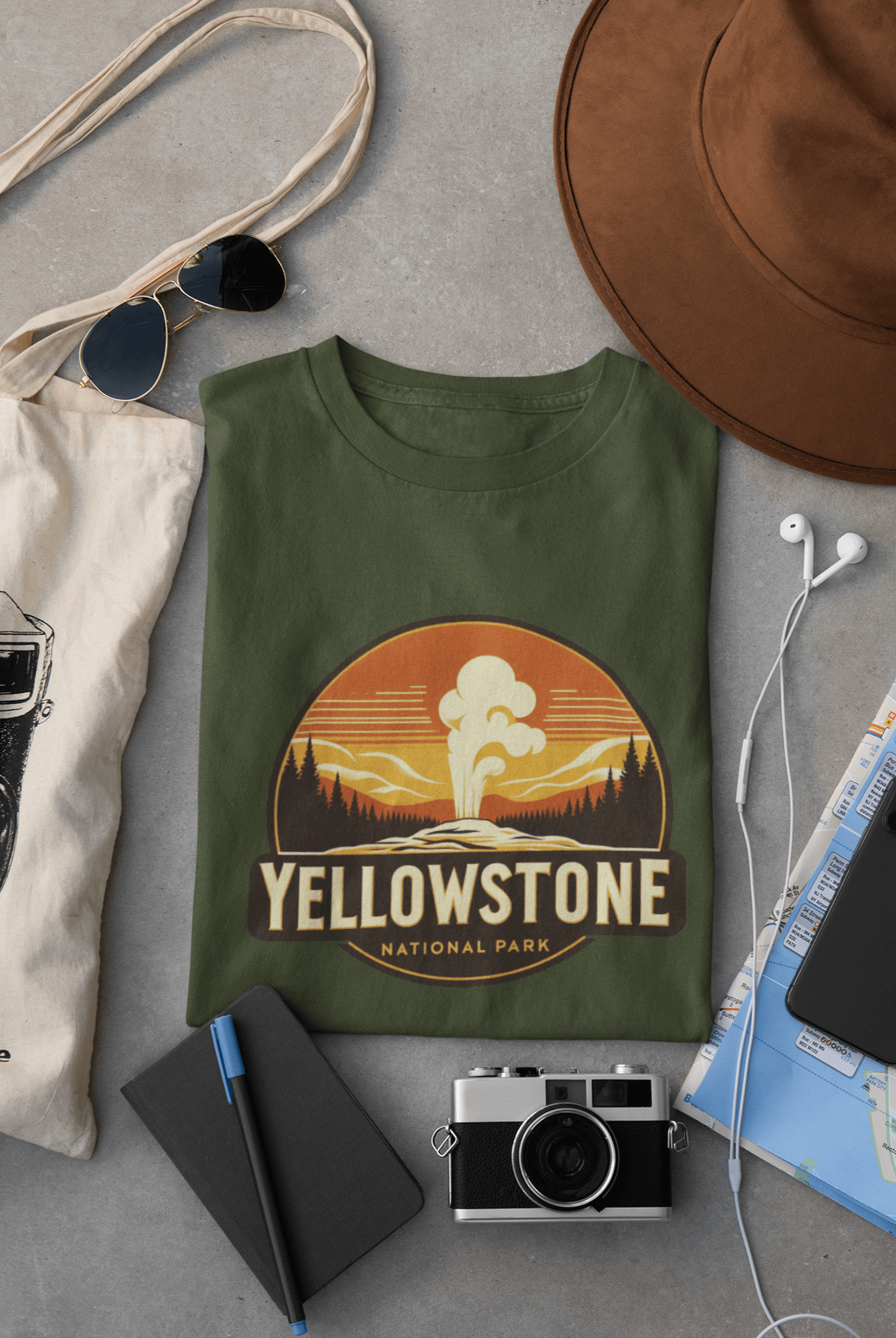 Yellowstone Old Faithful Shirt – Eco-Friendly National Park Tee, Classic Fit