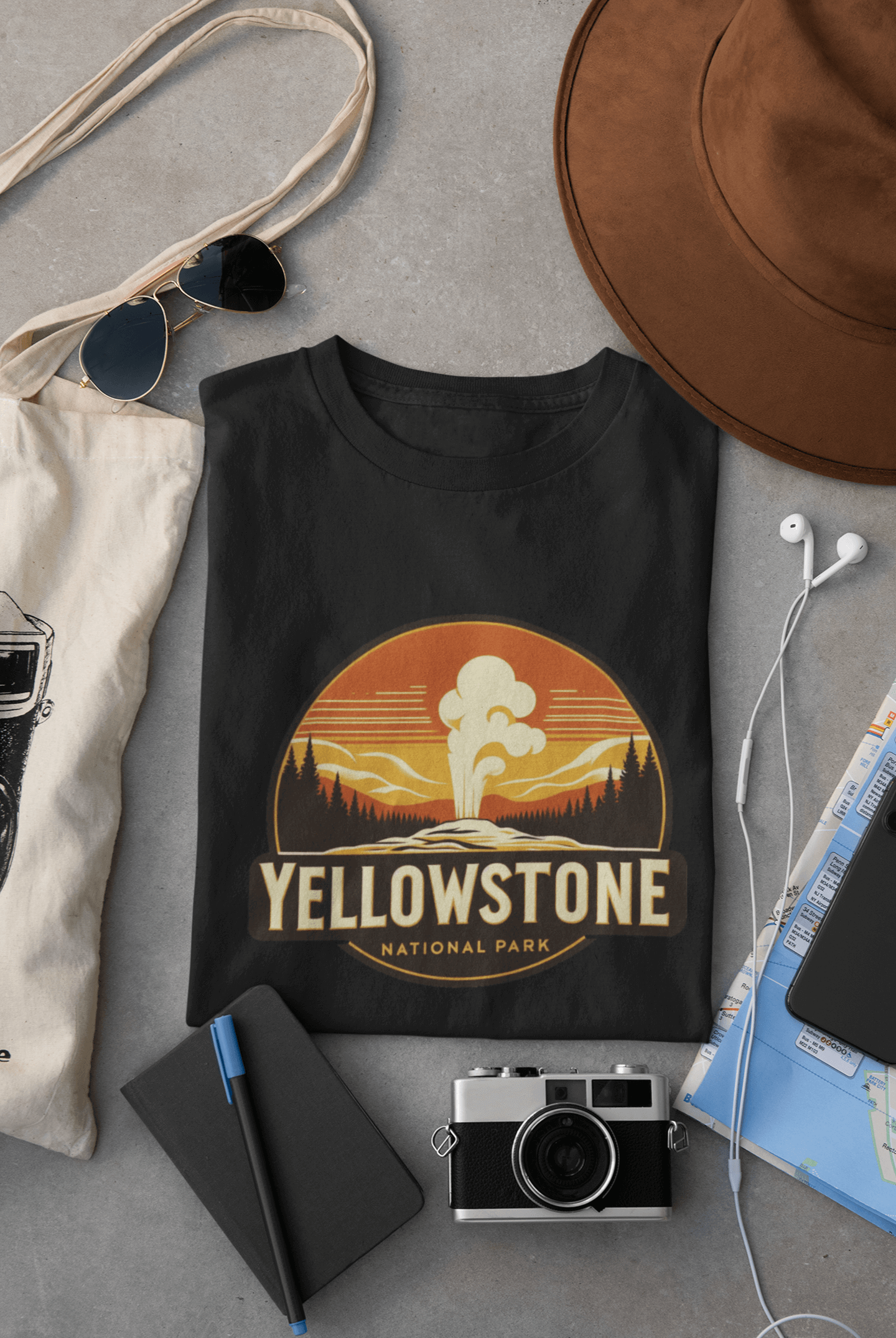 Yellowstone Old Faithful Shirt – Eco-Friendly National Park Tee, Classic Fit