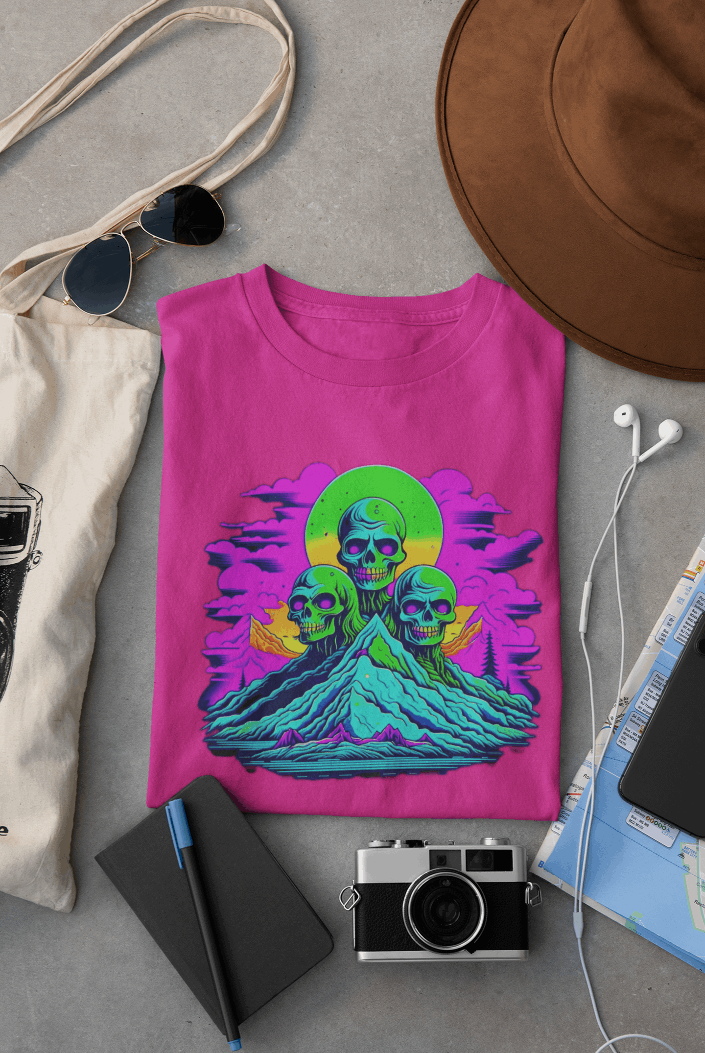 Zombie Skull Organic Cotton Skater T-Shirt – Edgy & Sustainable Tee