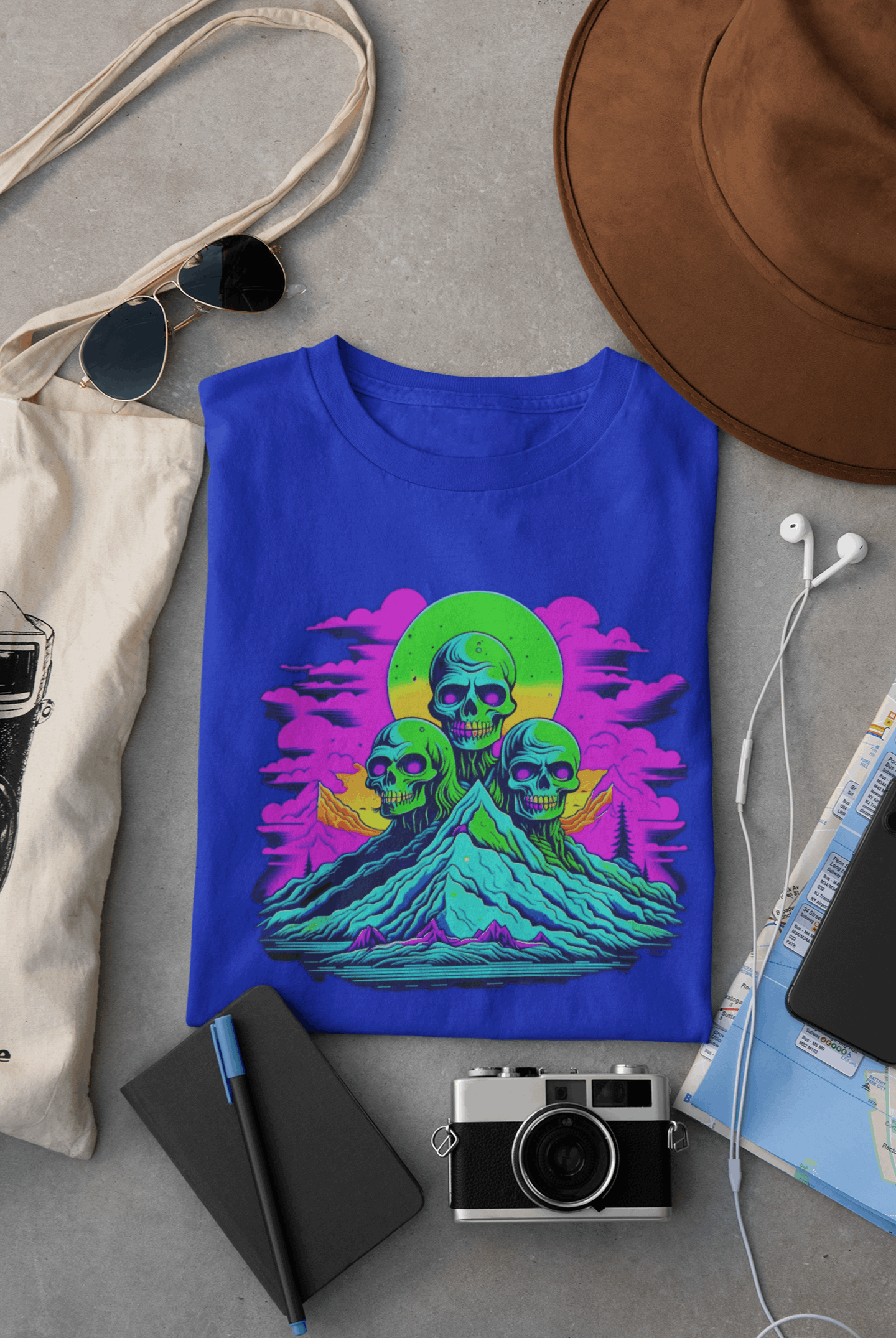 Zombie Skull Organic Cotton Skater T-Shirt – Edgy & Sustainable Tee
