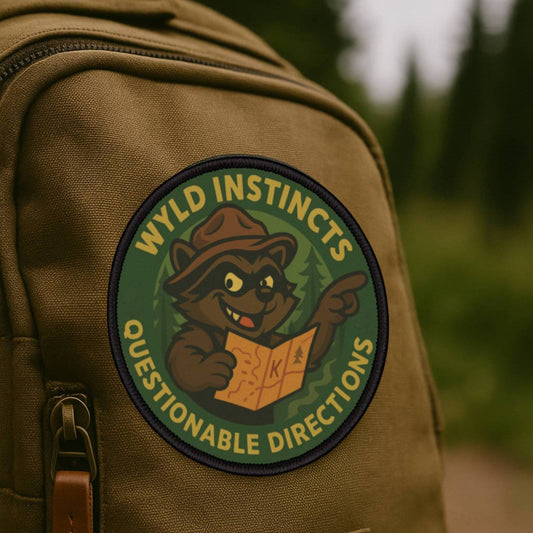 Wyld Instincts, Worse Directions – Raccoon Adventure Iron-On Patch