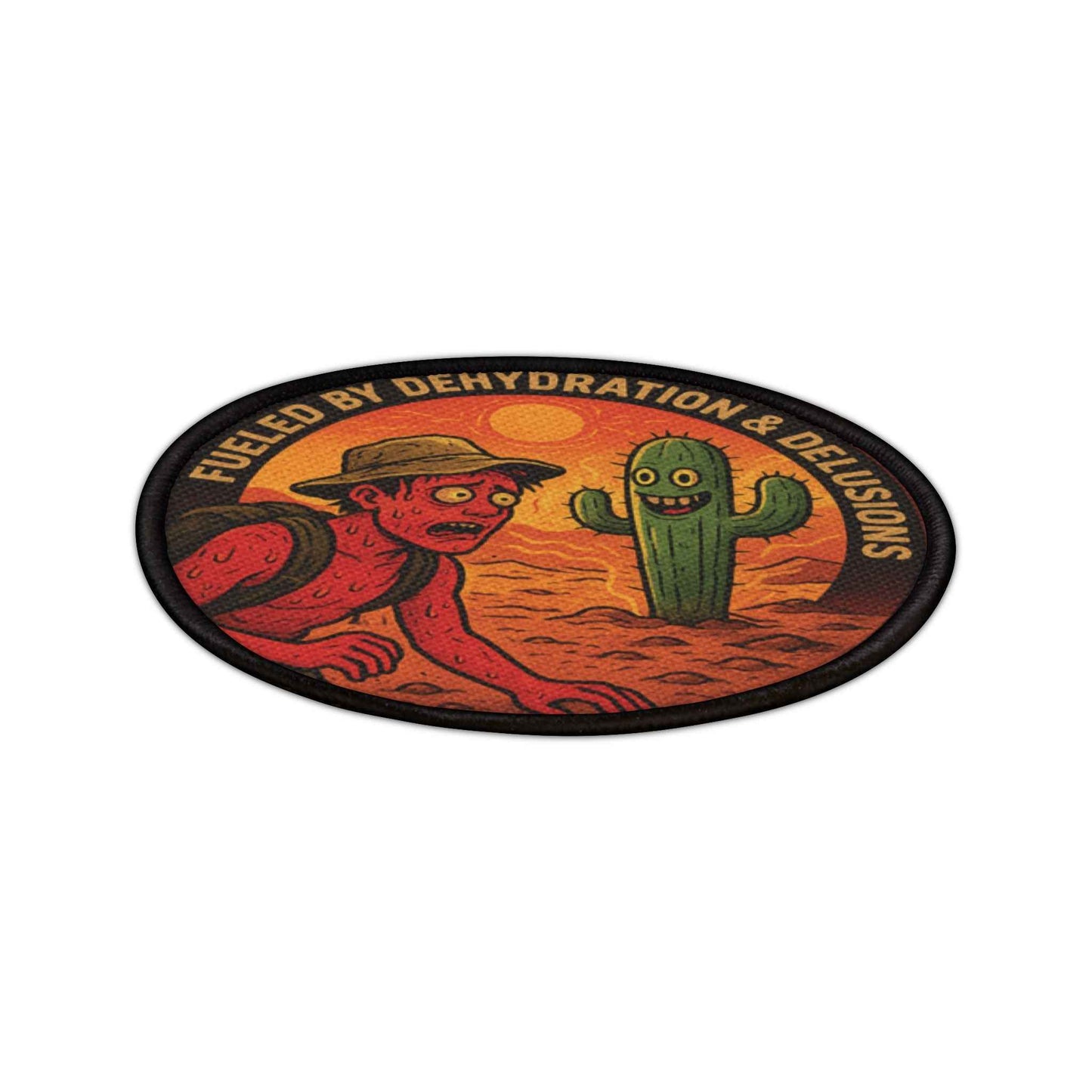 Desert Hiking Patch | Fueled by Dehydration and Delusions | Funny Cactus Morale Badge