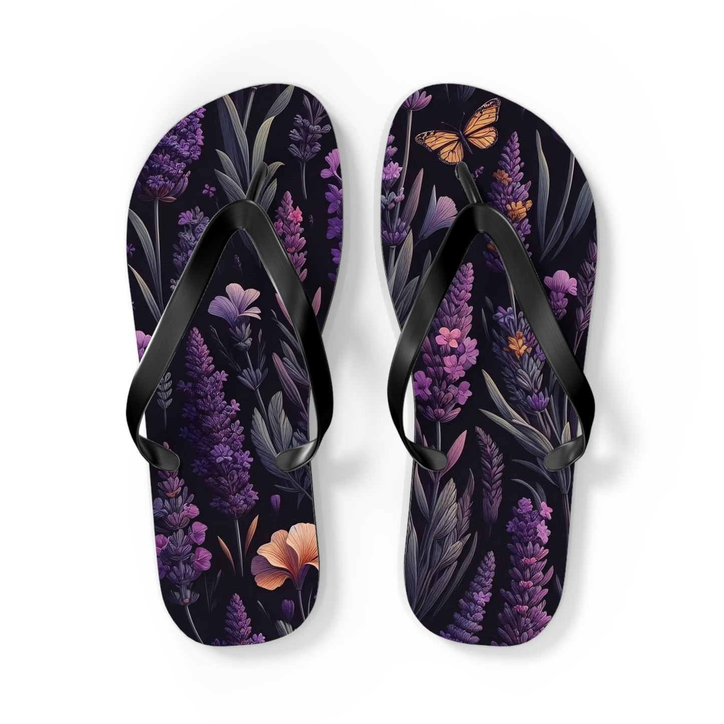 Lavender Floral Flip Flops