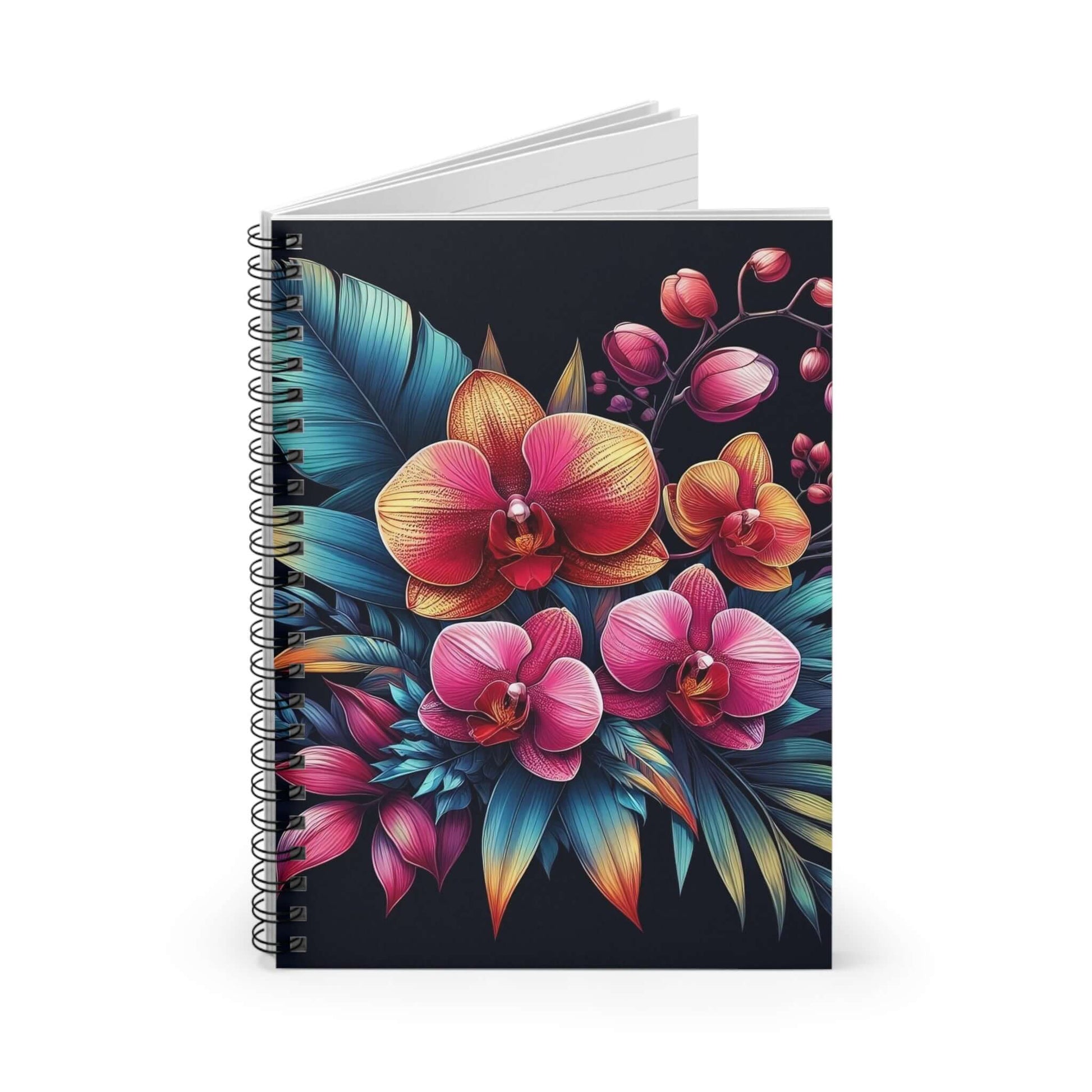 Orchid Floral Spiral Notebook, Ruled Line | Artistic Design for Everyday Use | Perfect Gift for Writers, Him & Her - Wyld Peak