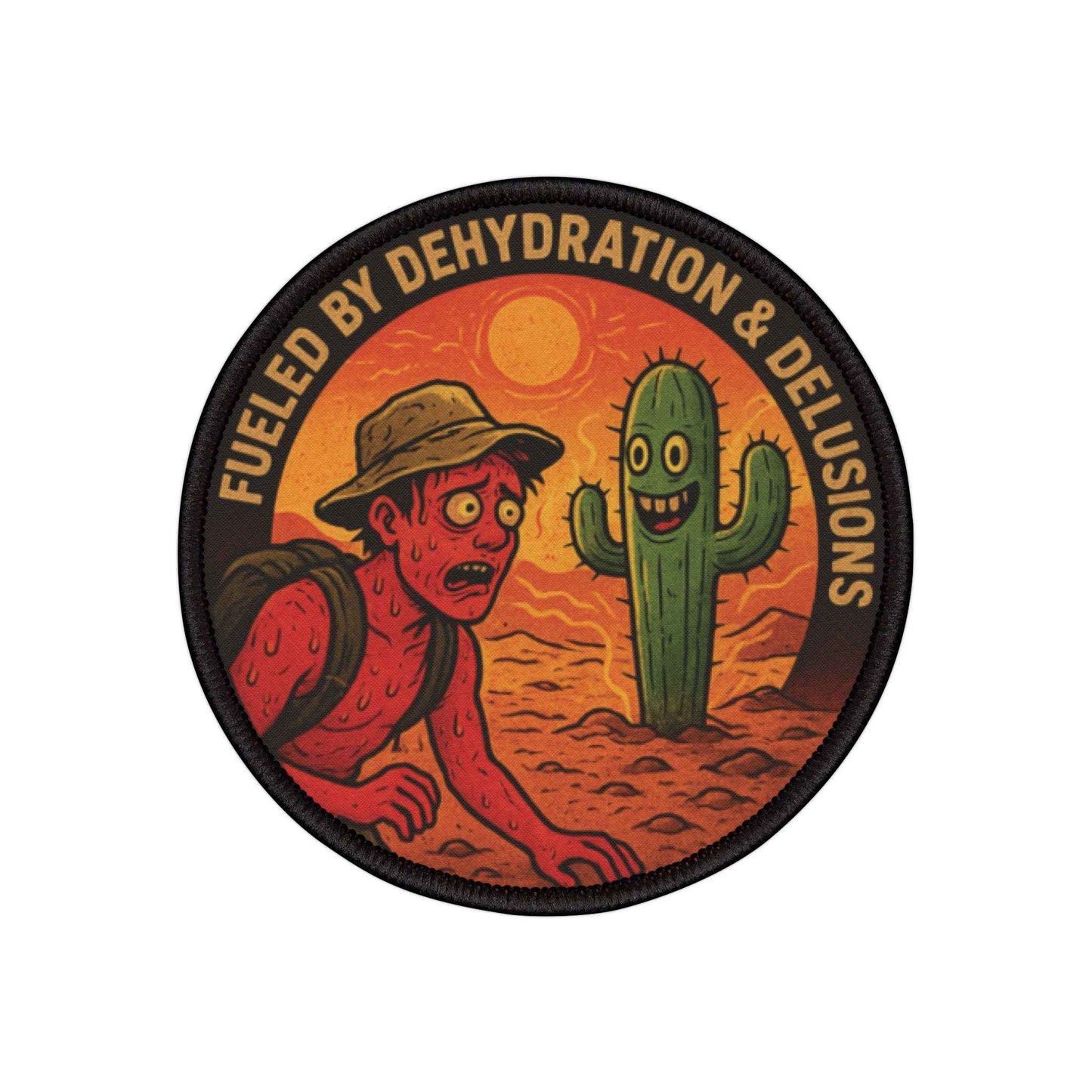 Desert Hiking Patch | Fueled by Dehydration and Delusions | Funny Cactus Morale Badge