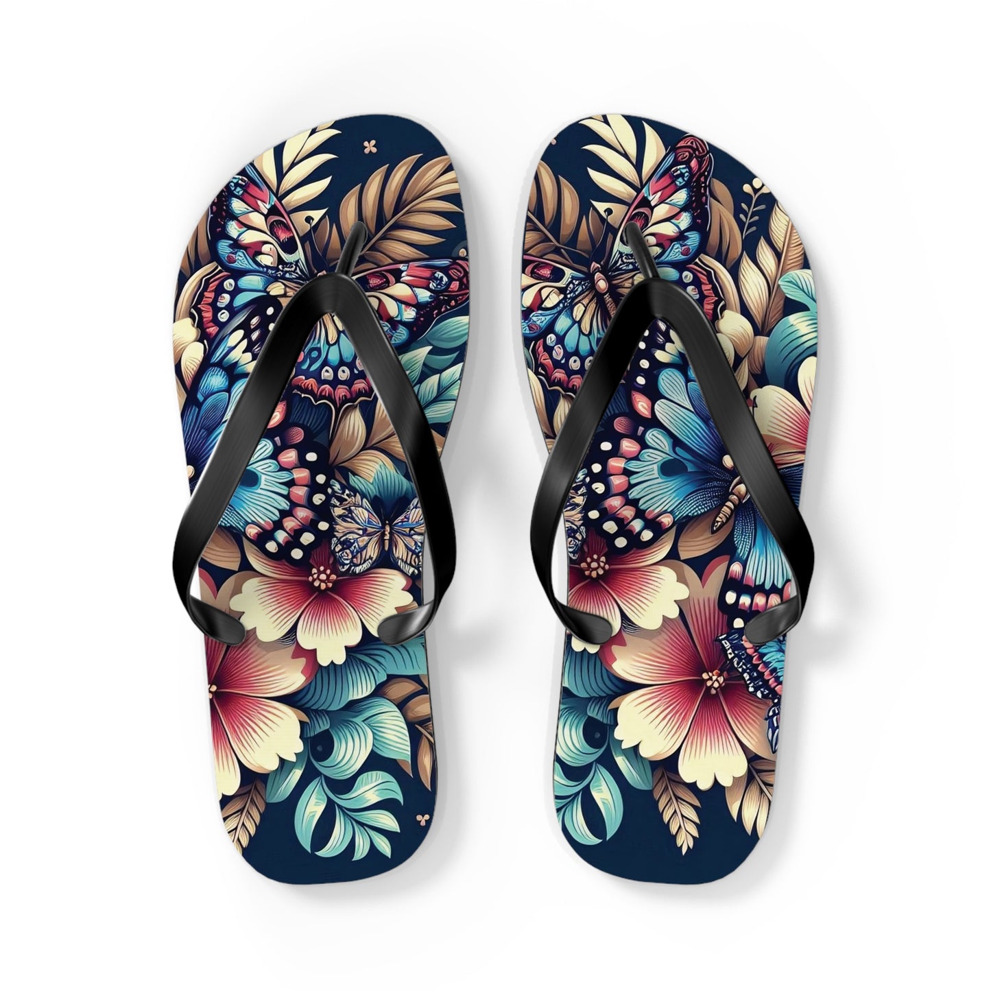 Butterfly Floral Flip Flops