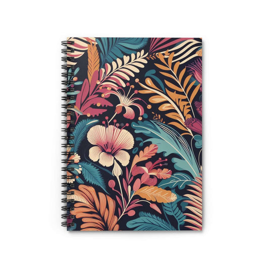 Tropical Floral Spiral Notebook, Ruled Line | Artistic Design for Everyday Use | Perfect Gift for Writers, Him & Her - Wyld Peak