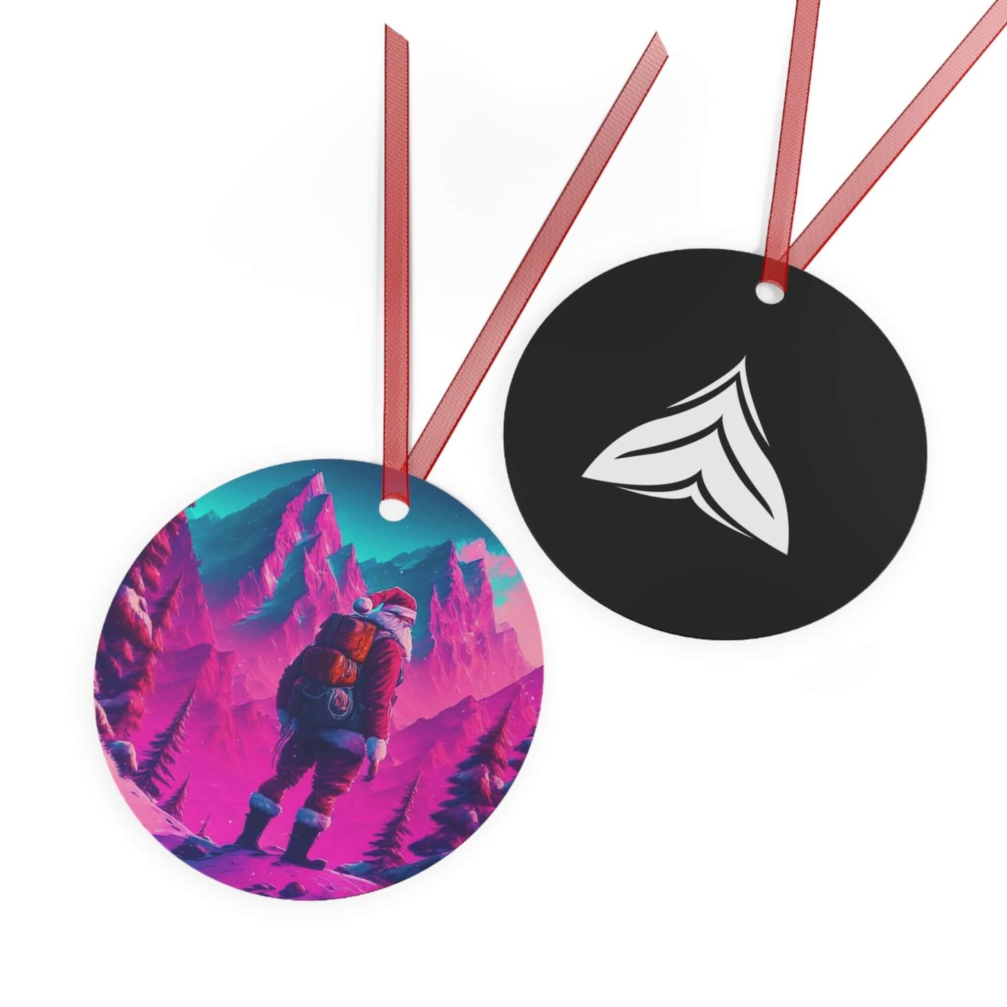 Modern Santa Christmas ornament, aluminum holiday decor with a bold look.
