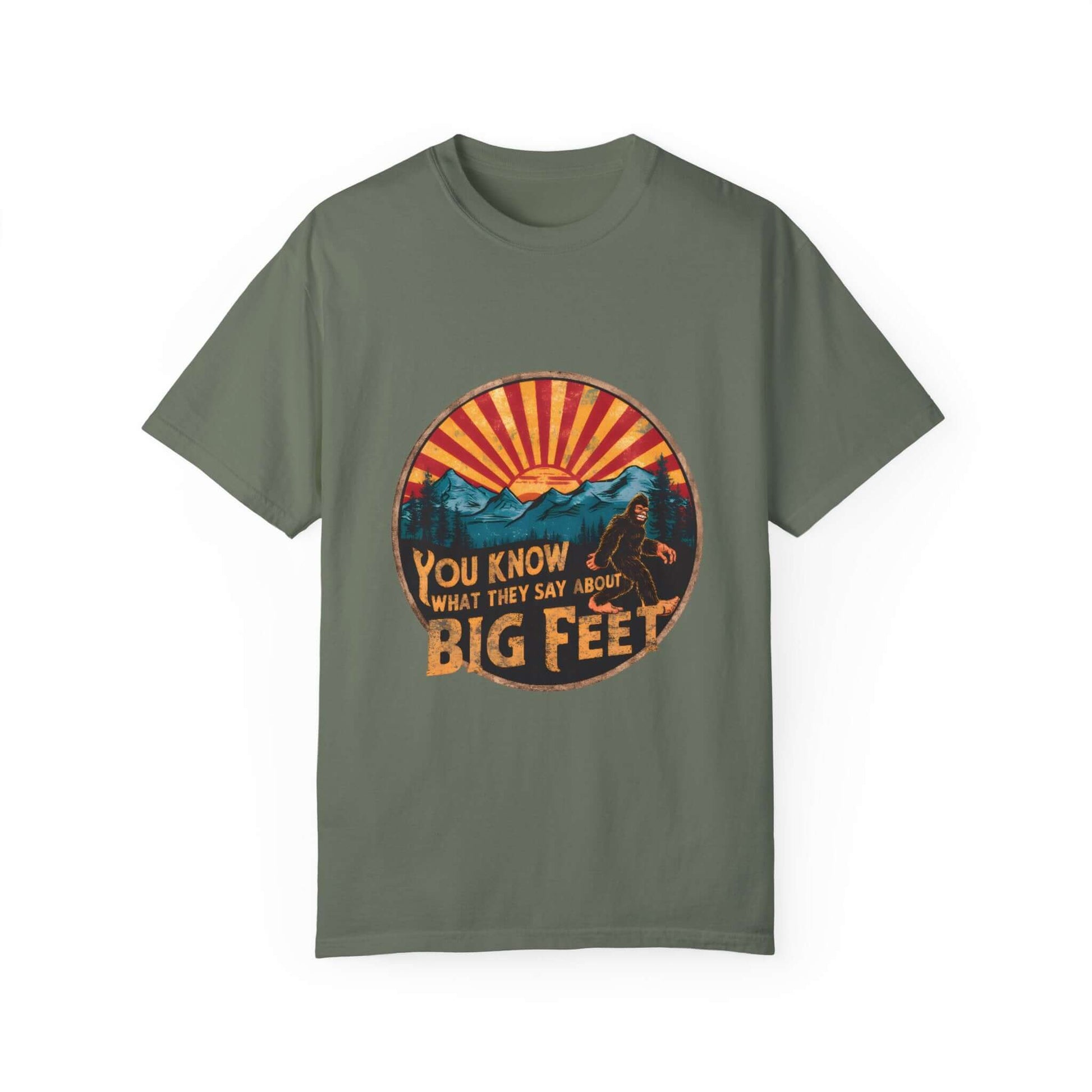 Bigfoot Sasquatch women’s t-shirt, perfect for USA hikes, camping, and outdoor style.