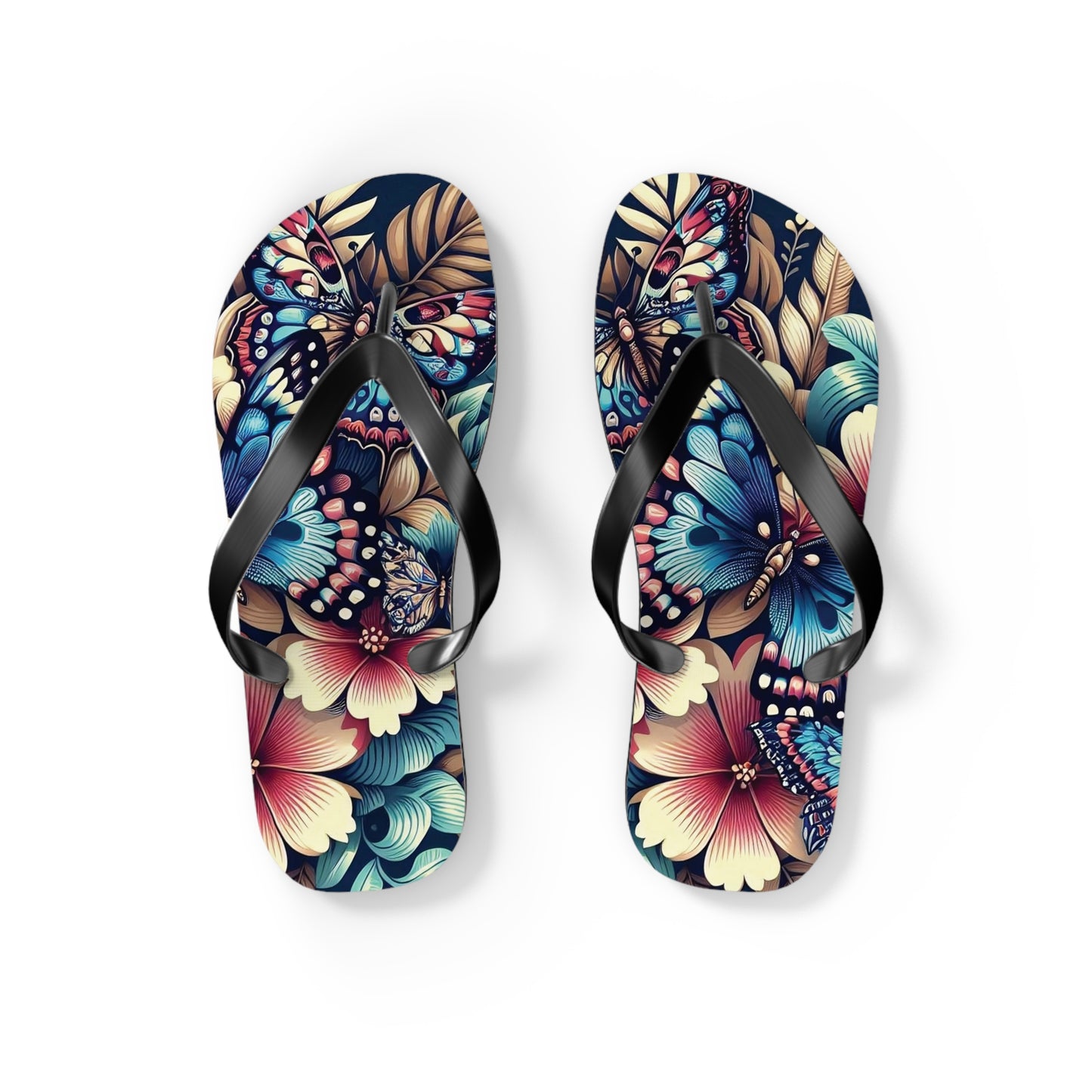 Butterfly Floral Flip Flops