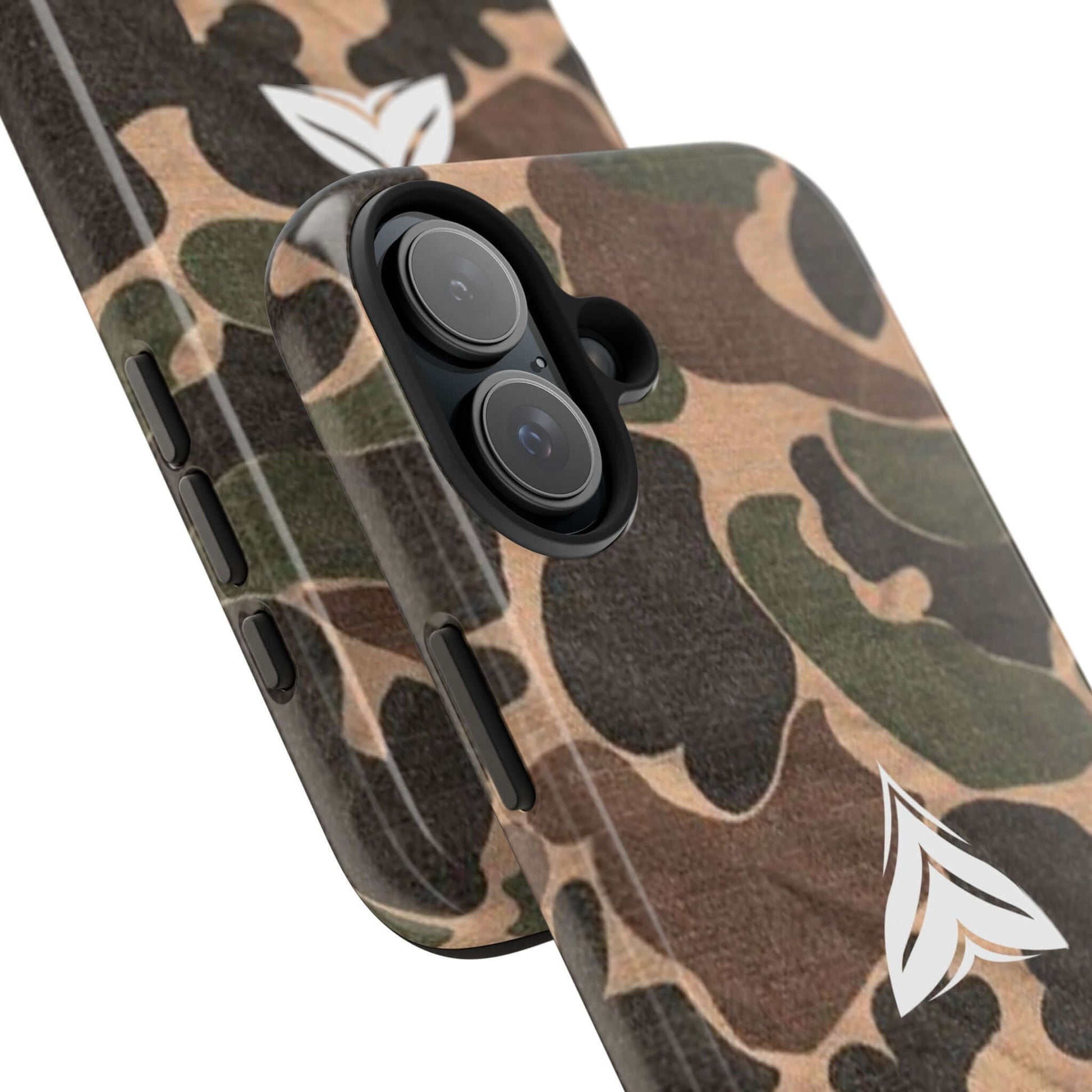 Outdoor-ready camouflage phone case, Vietnam War-inspired design for adventure seekers, made in the USA